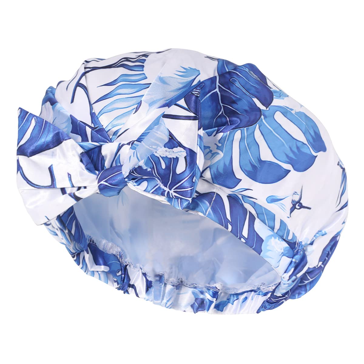 Auban Shower Cap Reusable,Ribbon Bow Bath Cap Large Design With Waterproof Exterior for All Hair Lengths,Great for Girls Spa Home Use,Hotel and Hair Salon (Green)