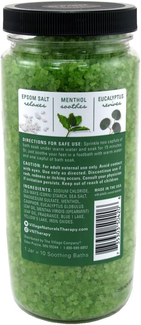 Village Naturals Aches & Pains Muscle Mineral Bath Soak 20 Ounce (591ml) (3 Pack)