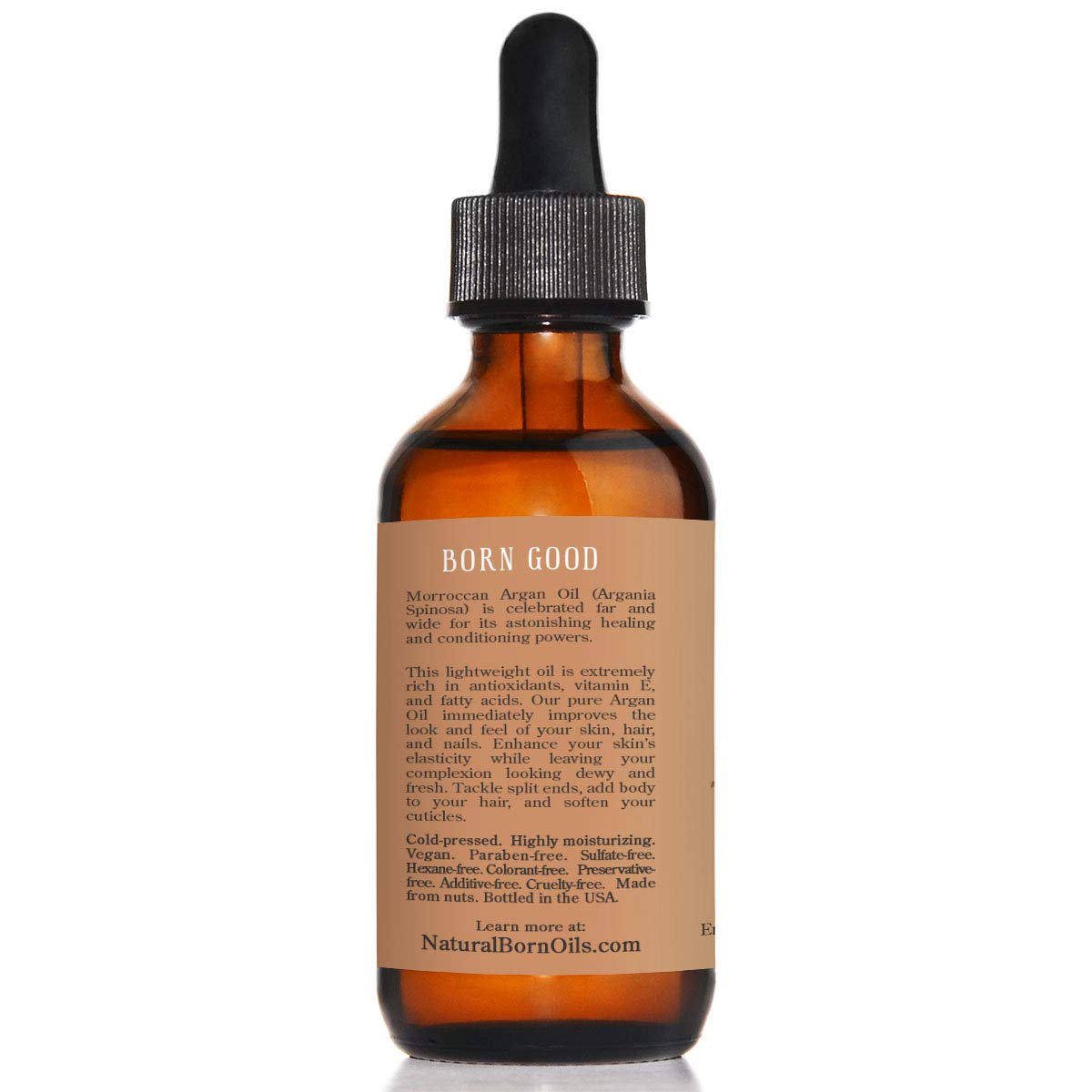 Natural Born Oils Aceite de argán marroquí. 16oz. 100% puro y natural, prensado en frío, orgánico. Hidratante natural para tu piel y cabello