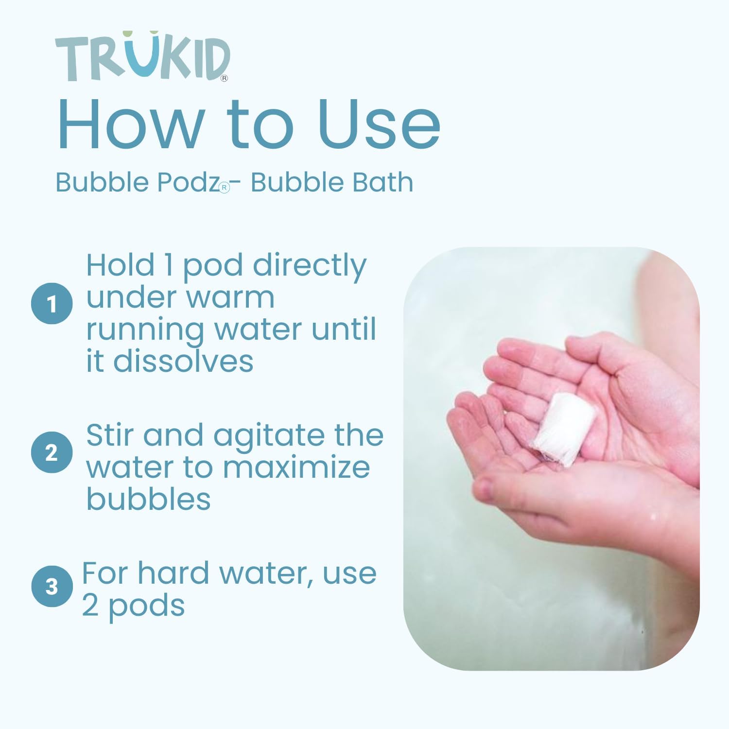 TruKid Bubble Podz for Baby, Refreshing Bubble Bath for Dry, Sensitive & Soft Skin, pH Balanced for Eye Sensitivity, Enriched with Lavender Flower, Lavender Scent, All Natural Ingredients (24 Podz)