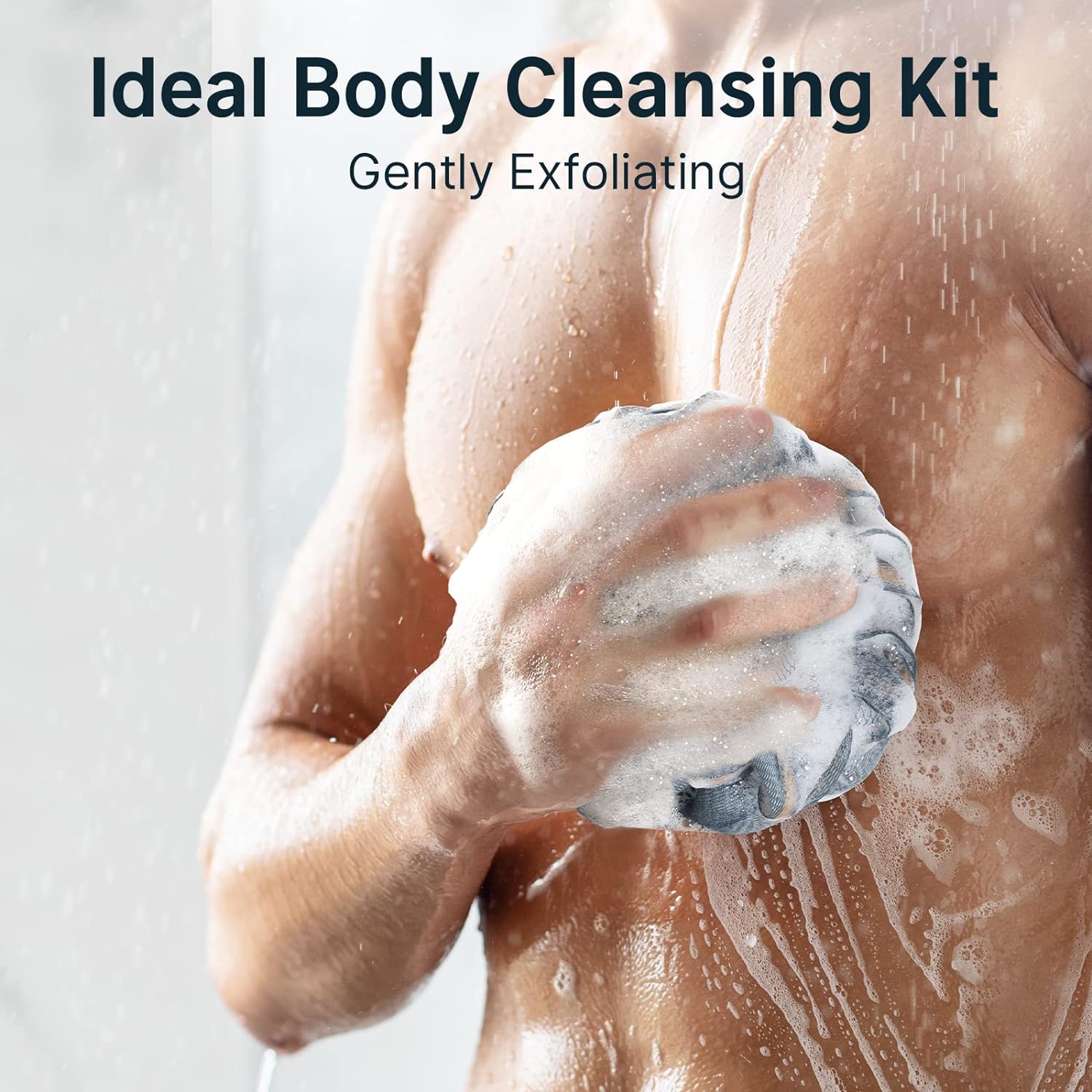 AmazerBath Loofah Sponge, Shower Loofah for Men and Women - Body Scrubber Loofa Set of 3 Classic Black & White Edge, Bath Sponge 60g/PCS