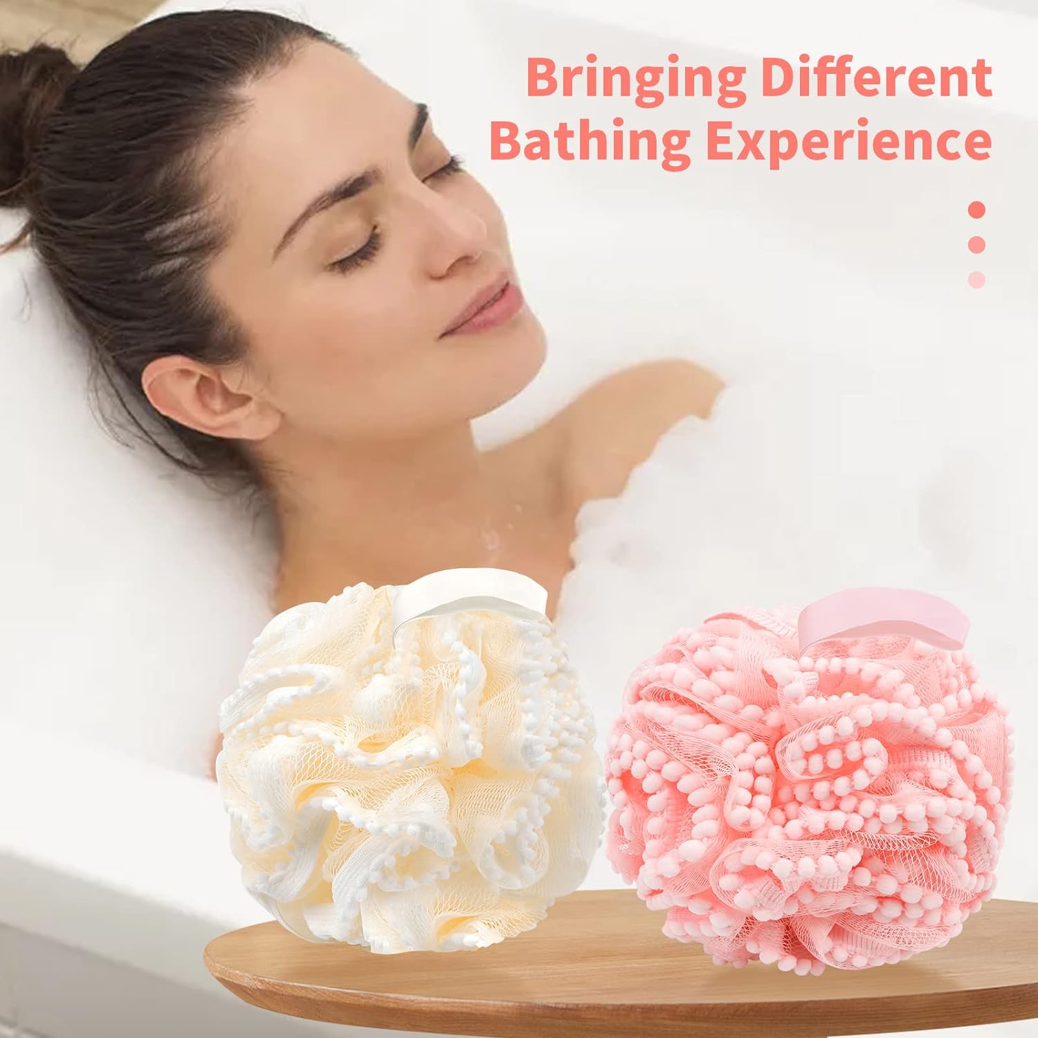 BCKENEY Bath Shower Sponge Soft Mesh Poufs Shower Loofah Ball Body Wash Scrubber Bath Sponge for Women and Men Soothing Face & Body Exfoliator (2Pcs 60G Luxury)