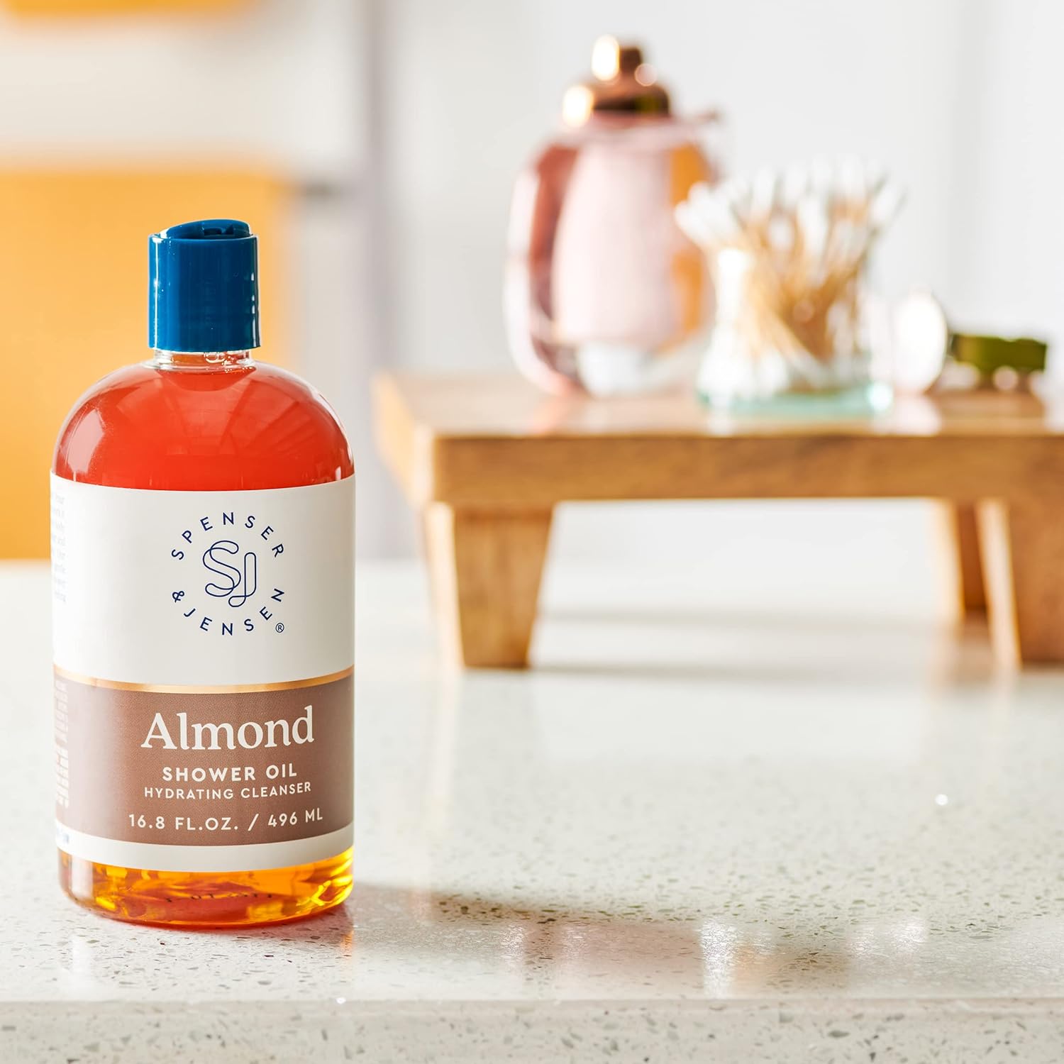 Spenser & Jensen Hydrating Almond Shower Oil - Body Wash for All Skin Types - Almond Oil Shower Gel for Women and Men - Rich in Vitamin E Oil - Sulfate Free - 16.8 Oz (Pack of 2)