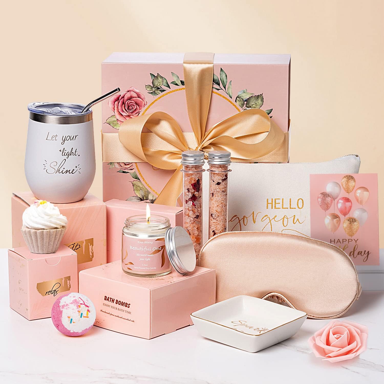 Gifts Box for Women Unique Self Care for Mom Best Friend Stainless Steel Basket Female Her Sister Girlfriend Wife Personalized Thinking of You Relaxation Package Birthday/Get Well Soon Gift Ideas