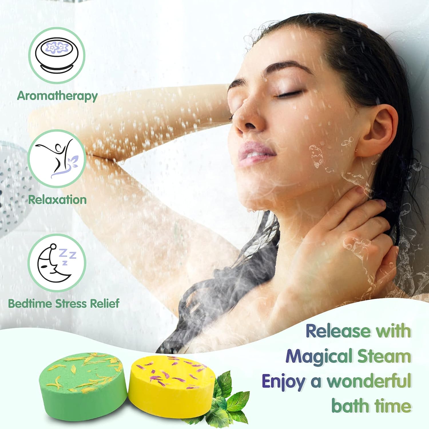 12PCS Aromatherapy Shower Bombs Stocking Stuffers for Women, Natural Essential Oil Shower Steamers Bulk, Stress Relief Self Care Gifts Christmas Gifts