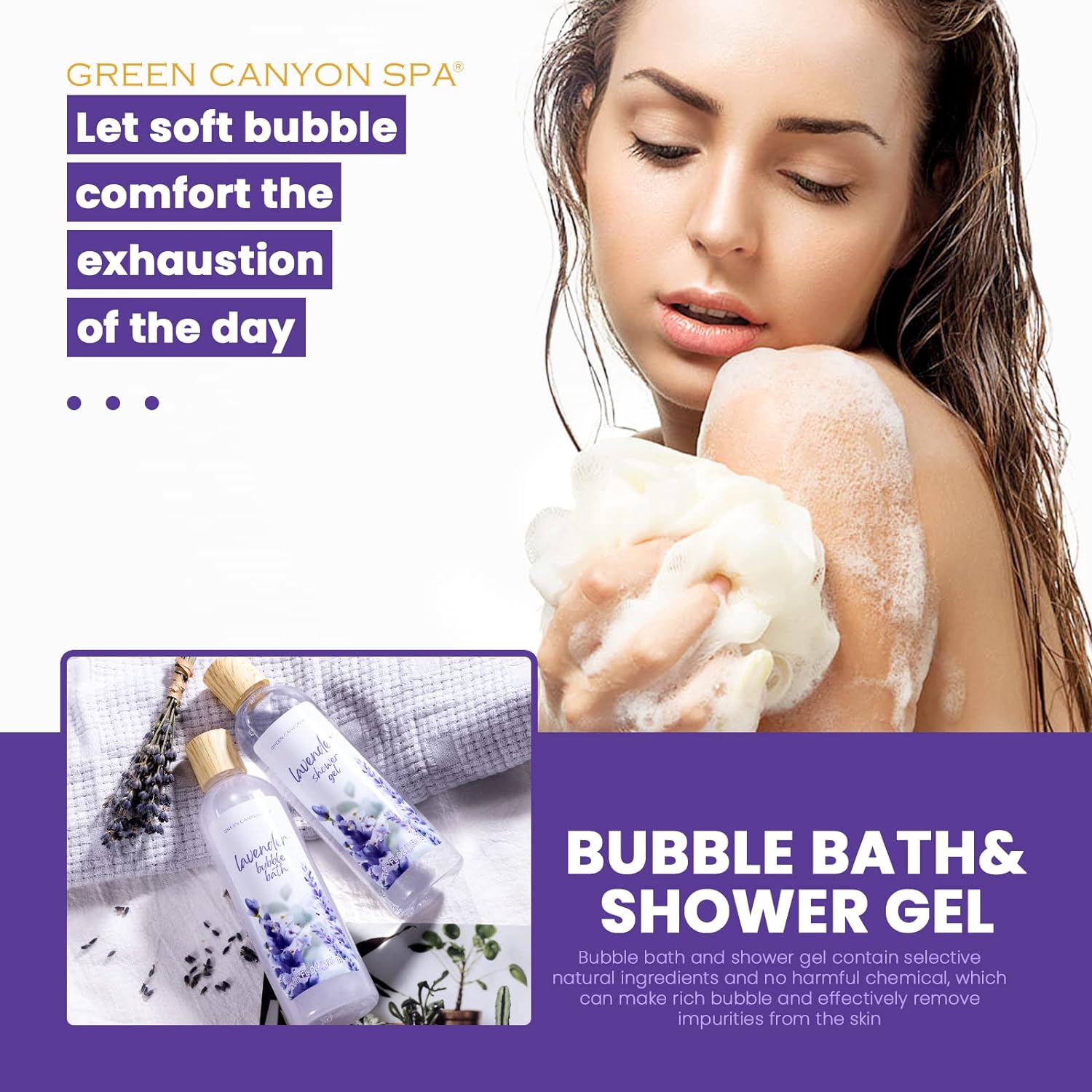 Spa Gift Baskets for Women 11pcs Lavender Bath Gift Set with Body Lotion, Essential Oil, Relaxing Spa Baskets for Women, Birthday Gifts, Christmas Gift