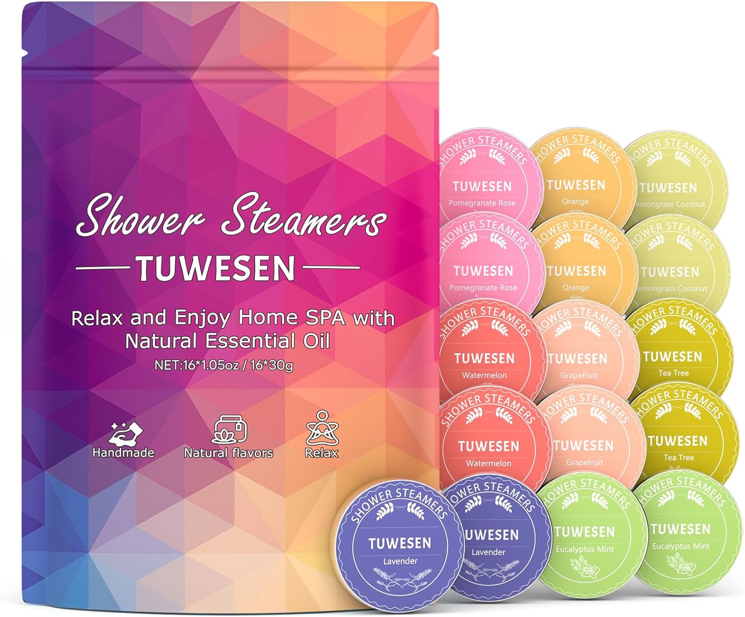 TUWESEN Shower Steamers Aromatherapy, SPA Kit, 8 PCS Shower Steamers for Women, Shower Bombs with Essential Oils-Self Care & Relaxation Birthday Gifts for Women and Men. Purple Romantic Set