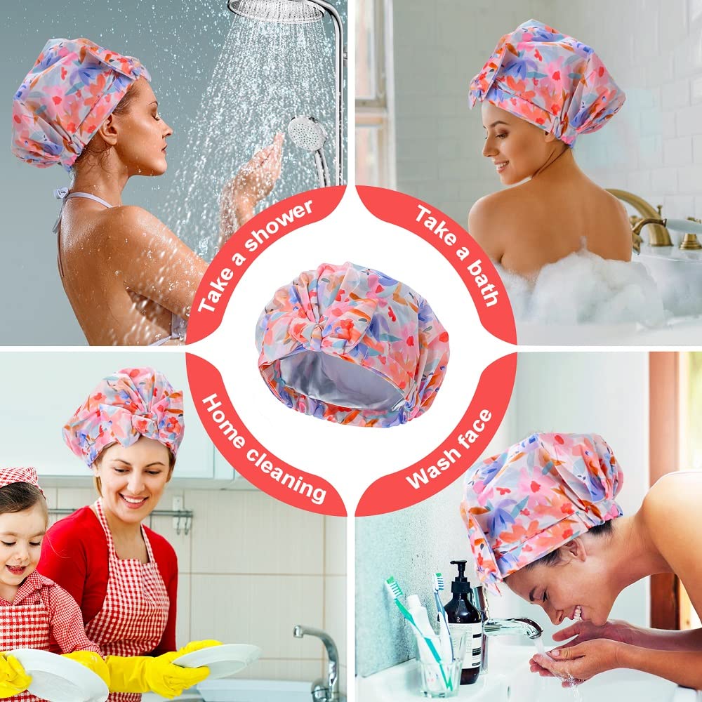 SinPinEra Luxury Shower Cap for Women,Waterproof, Double Layer, Resuable,Large Bath Cap