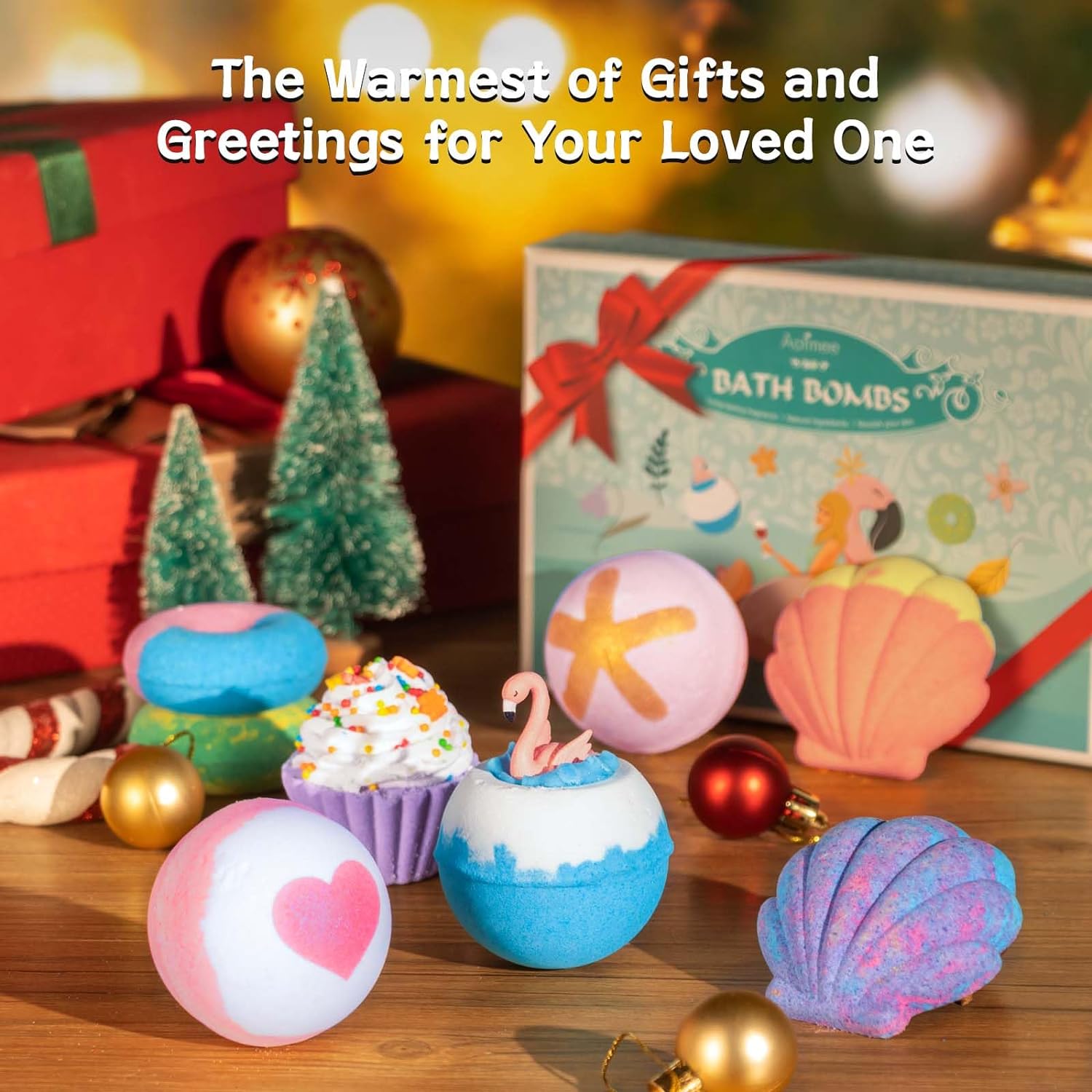 Aofmee Bath Bombs Gift Set, Handmade Bubble and Floating Fizzies Spa Kit, Shea and Cocoa Dry Skin Moisturize, Birthday Valentines Mothers Day Anniversary Christmas Gifts for Women, Mom, Her, Kids