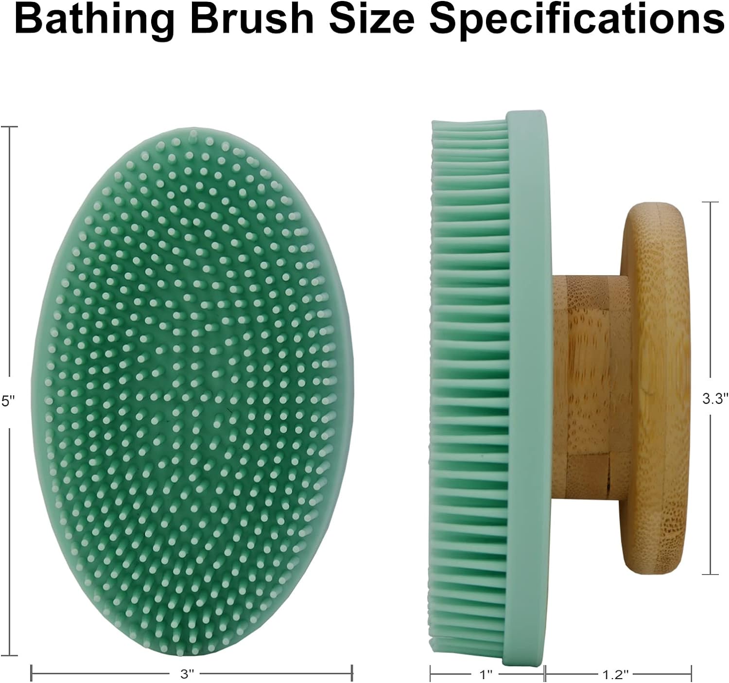 Ozner Food-Grade Soft Silicone Body Scrubber Shower Brush, Cleans and Removes Dead Skin - Foam-Rich Brush, Non-Slip Bamboo Handle Silicone Loofah, Durable and Easy to Clean, 1pc (Pink)