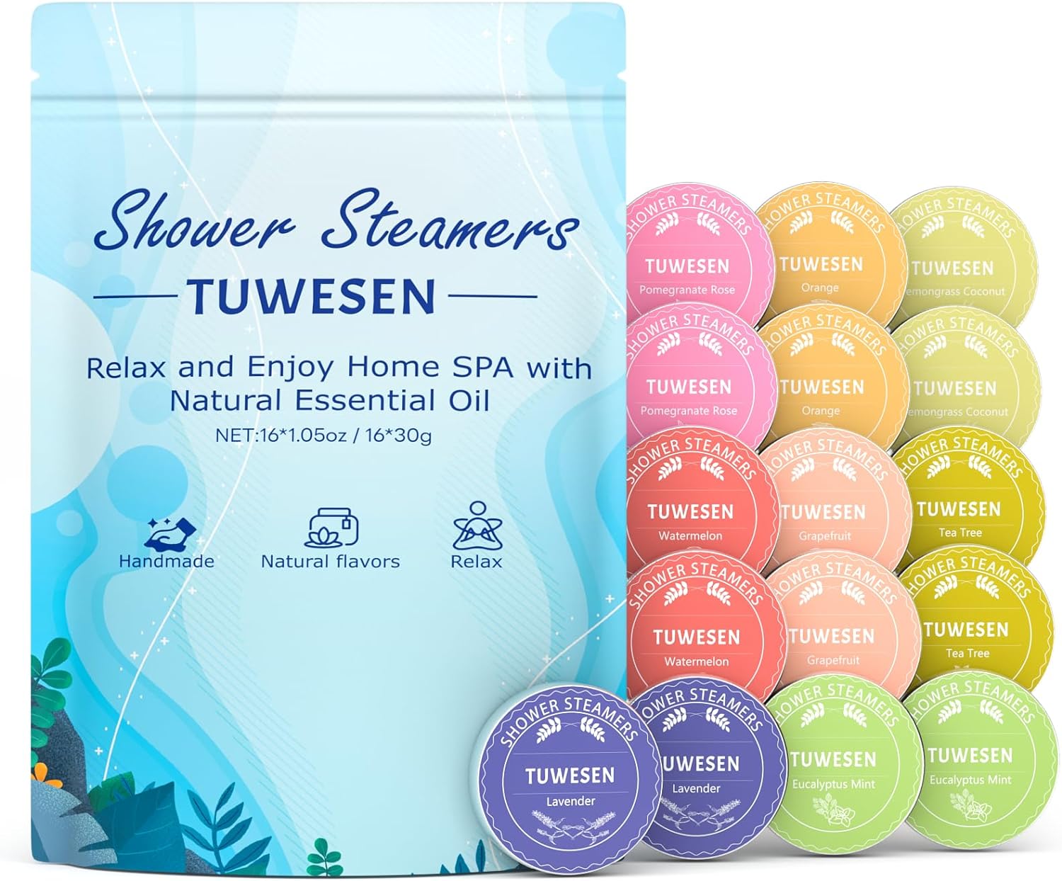 TUWESEN Shower Steamers Aromatherapy, SPA Kit, 8 PCS Shower Steamers for Women, Shower Bombs with Essential Oils-Self Care & Relaxation Birthday Gifts for Women and Men. Purple Romantic Set