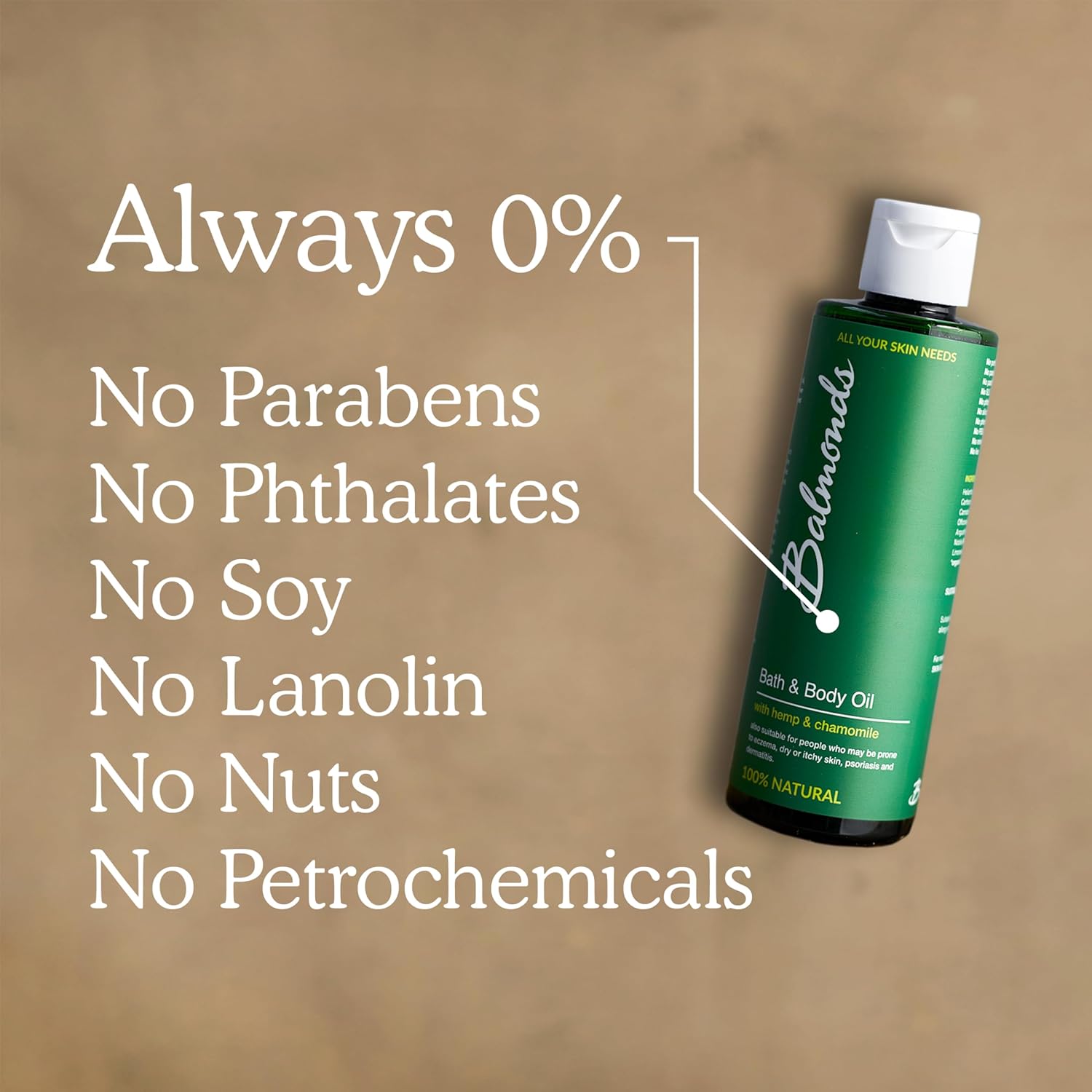 Balmonds - Bath & Body Oil - 6.8fl.oz. (200ml) - 100% Natural Skin Oil - With Chamomile & Lavender - Vegan - Free From Fragrance - All Skin Types