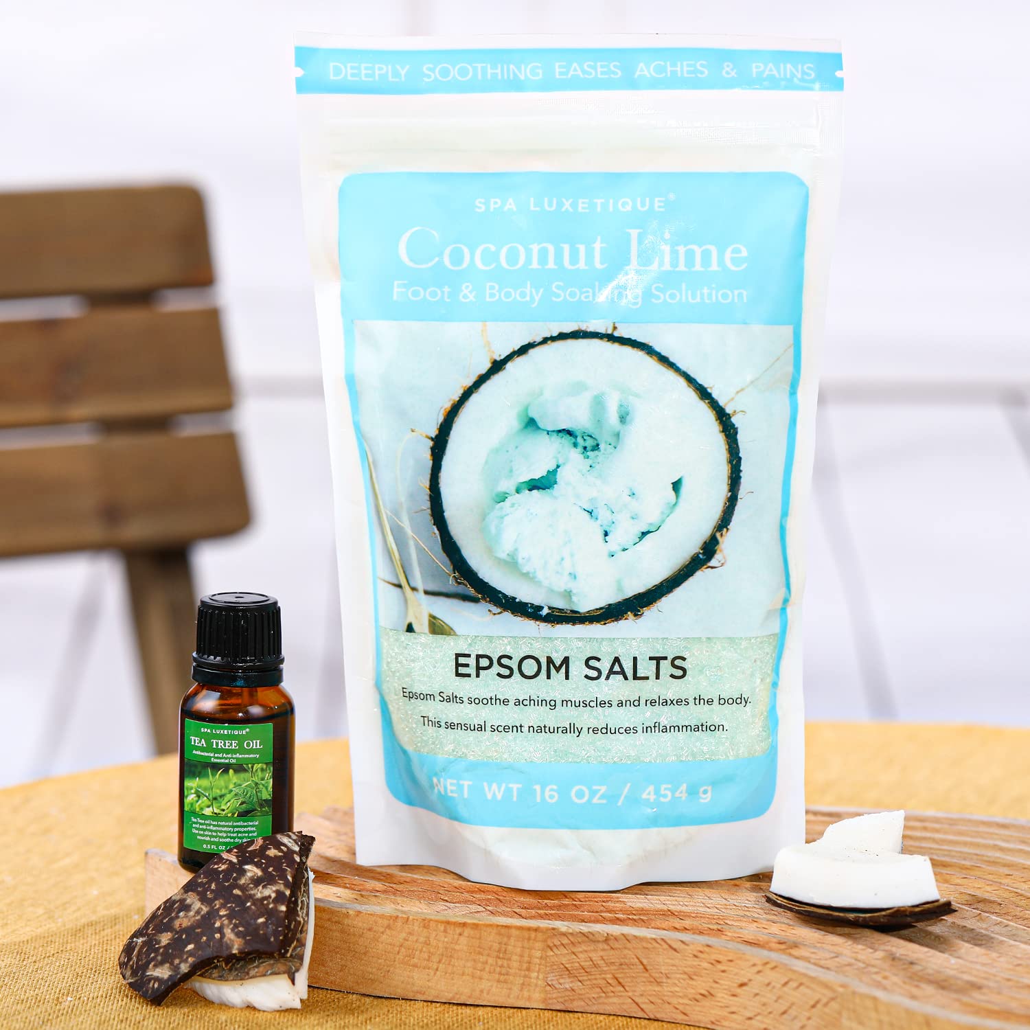 Epsom Salts for Soaking, Spa Luxetique Bath Salts for Women Relaxing Gifts Set with Lavender, Vanilla and Coconut Scent Bath Set with Tea Tree Oil Gifts for Mom Christmas Gifts