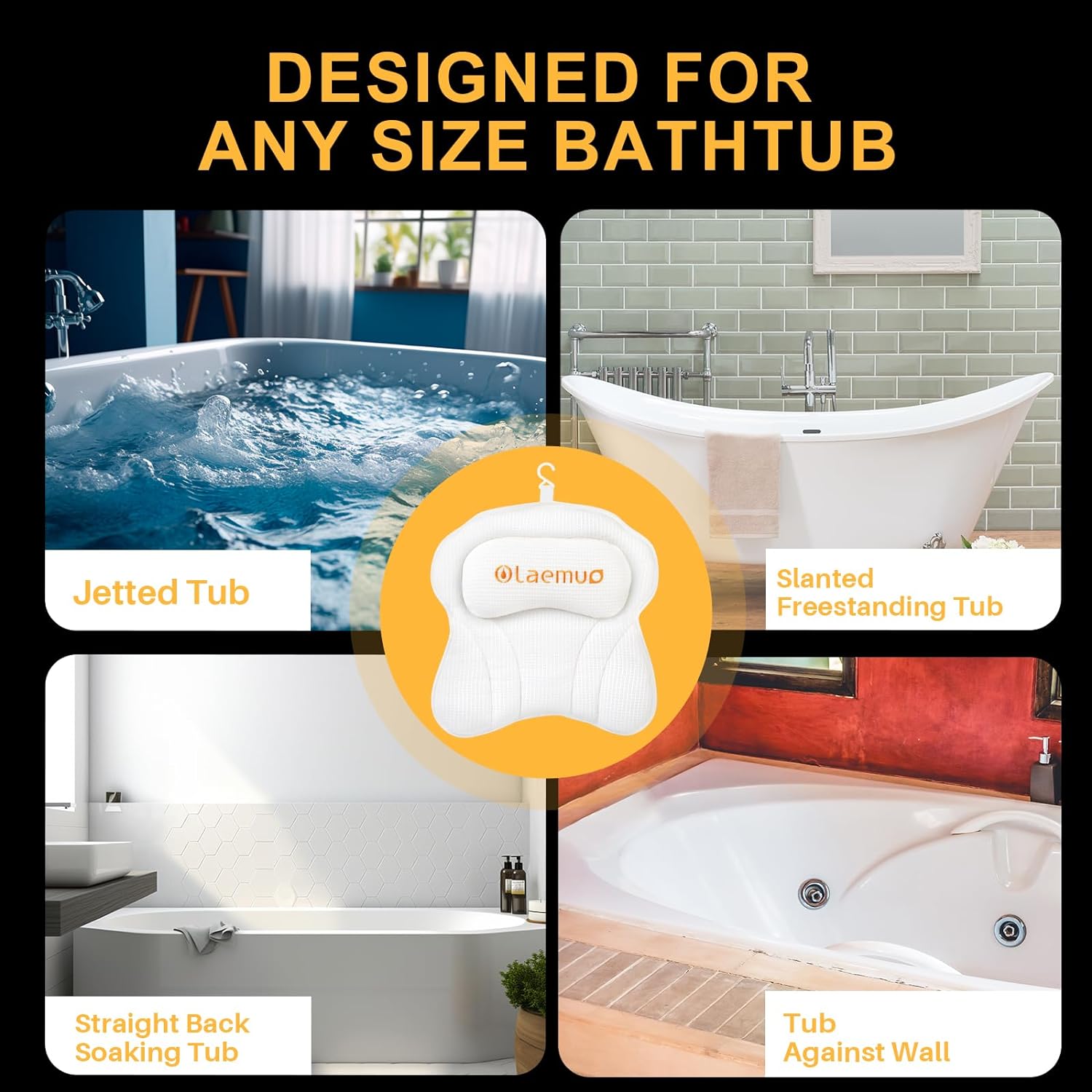 Olaemuo Bath Pillow Ergonomic Bathtub Pillow, Bath Bathtub Pillows for Tub for Head and Neck Mesh Bath Tub Pillow Headrest Luxury Bath Tub Shower Pillow for Bubble Bath with 6 Suction Cups-Light Green