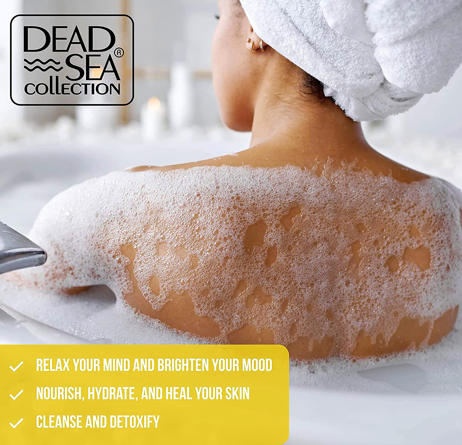 Dead Sea Collection Bubble Bath for Women and Men - with Coconut Oil and Natural Minerals - Nourishing and Moisturizing Skin - Pack of 2 (67.6 fl.oz)