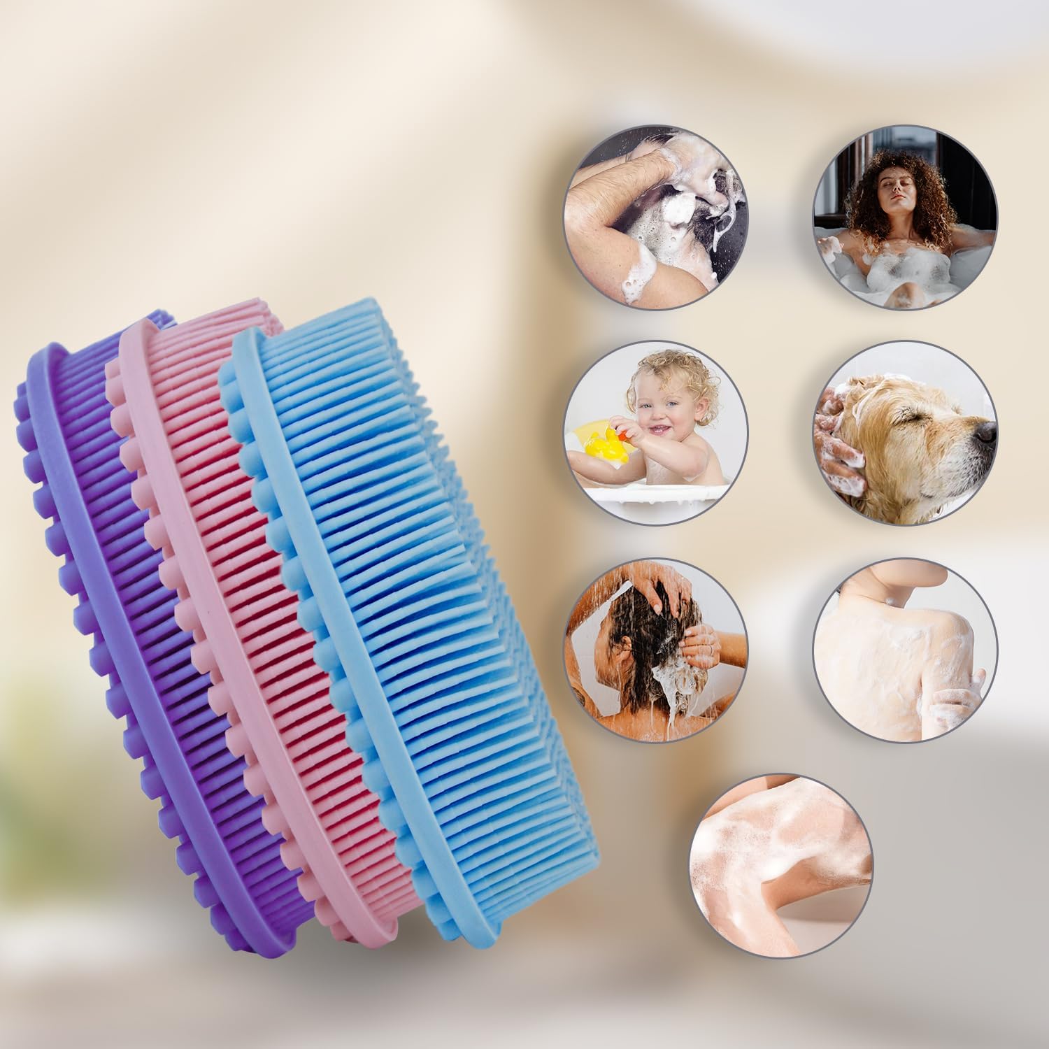 Silicone Body Scrubber, Silicone Loofah, Body Wash Scrubber, Body Scrub Brush, Body Scrubbers for Use in Shower, Silicone Loofah Body Scrubber, Exfoliating Body Scrubber Mens Women, Gifts for Mens