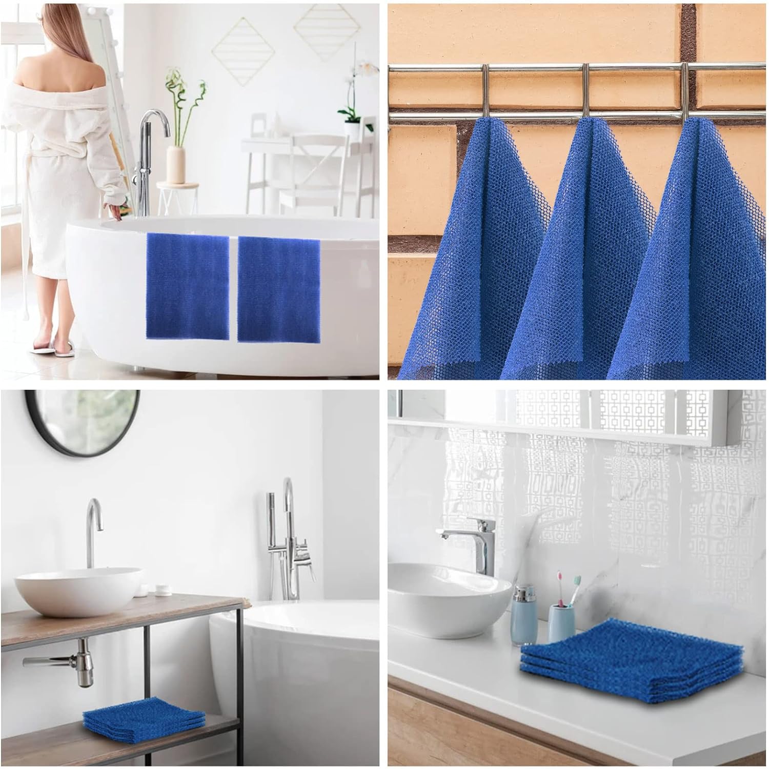 UJFQBH 3 Pieces African Bath Sponge African Net Long Net Bath Sponge Exfoliating Shower Body Scrubber Back Scrubber Skin Smoother,Great for Daily Use (Pink,Yellow,Purple)