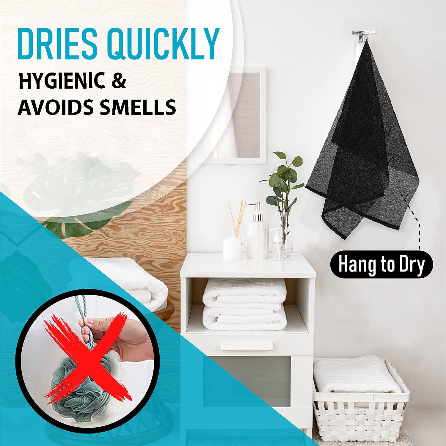 Exfoliating Body Washcloth Variety Pack (3pc) - Soft, Medium & Hard - Nylon Body Scrub Cloth (11.8" X 35.4") - Ideal Bath Shower Back Scrubber for Men & Women - Enhances Skin Beauty