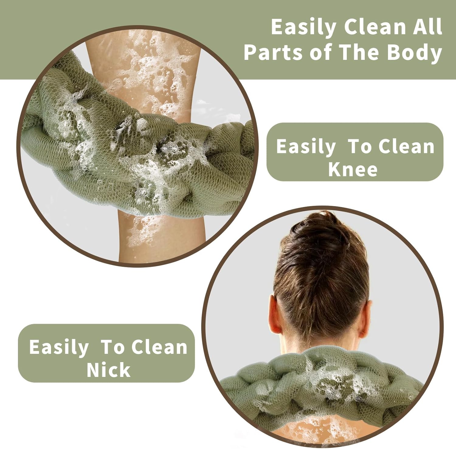 BCKENEY Bath Loofah Shower Sponge Soft Mesh Loofah Body Scrubber with Long Loofah Bath Sponge for Men Women Body Wash Exfoliator Shower Puffs