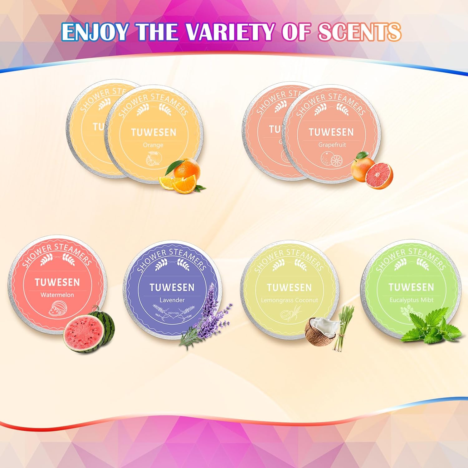 TUWESEN Shower Steamers Aromatherapy, SPA Kit, 8 PCS Shower Steamers for Women, Shower Bombs with Essential Oils-Self Care & Relaxation Birthday Gifts for Women and Men. Purple Romantic Set