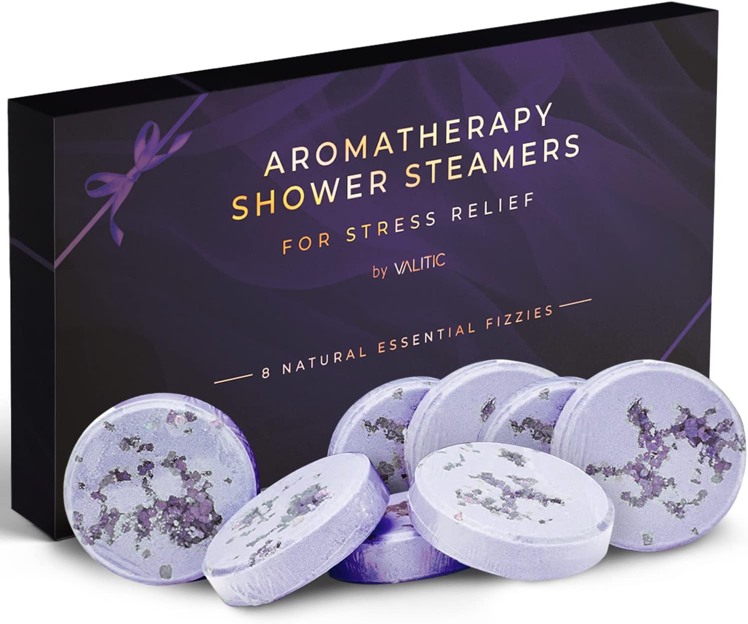 Valitic Aromatherapy Shower Steamers for Stress Relief and Relaxation - Gifts for Women Mom Birthday 8 Natural Essential Fizzies Shower Bombs - 4 Scents - Lavender, Eucalyptus, Citrus, and Peppermint