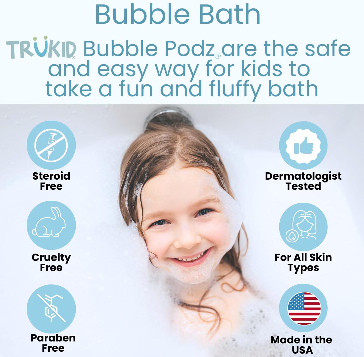 TruKid Bubble Podz for Baby, Refreshing Bubble Bath for Dry, Sensitive & Soft Skin, pH Balanced for Eye Sensitivity, Enriched with Lavender Flower, Lavender Scent, All Natural Ingredients (24 Podz)