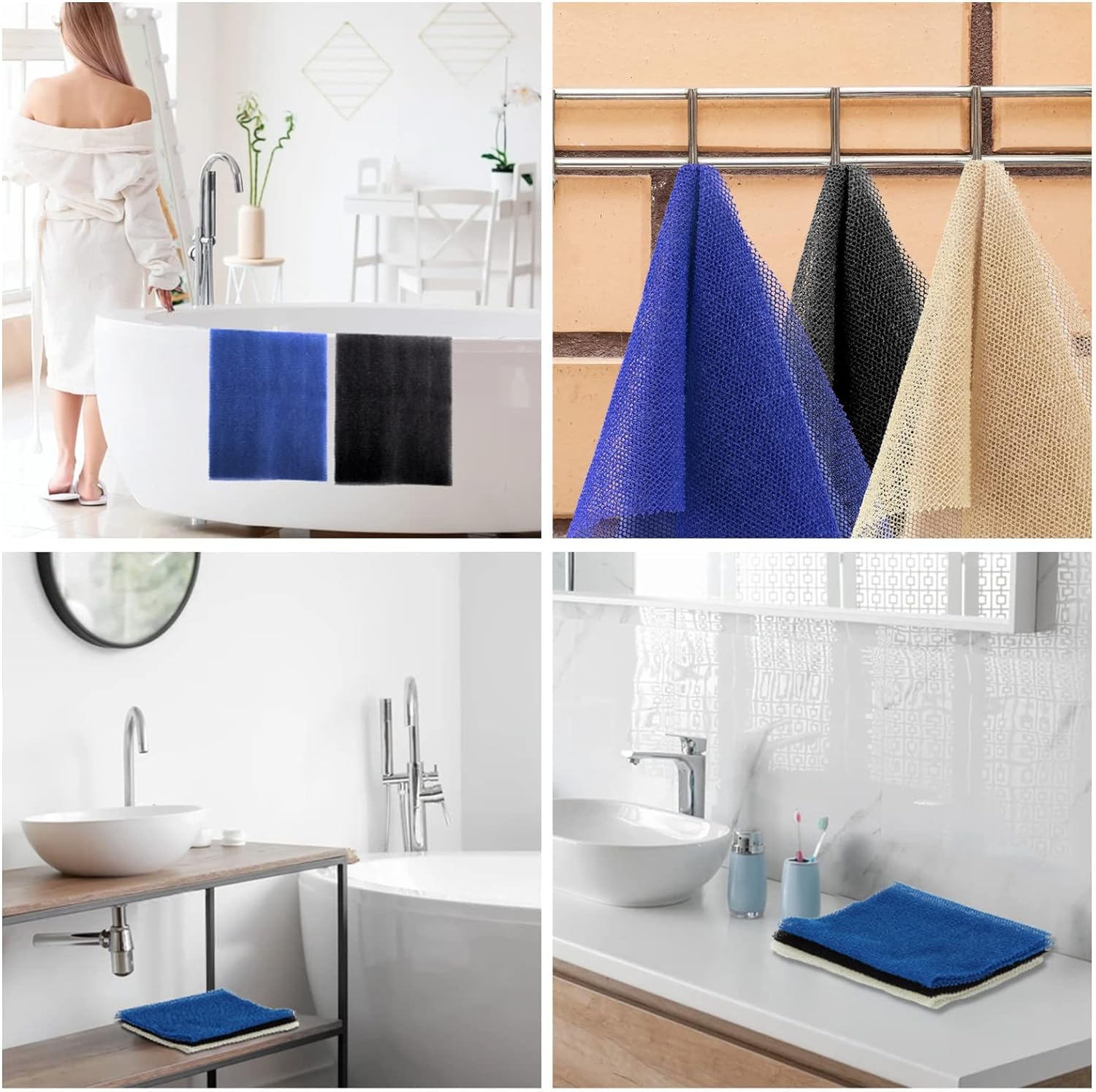 UJFQBH 3 Pieces African Bath Sponge African Net Long Net Bath Sponge Exfoliating Shower Body Scrubber Back Scrubber Skin Smoother,Great for Daily Use (Pink,Yellow,Purple)