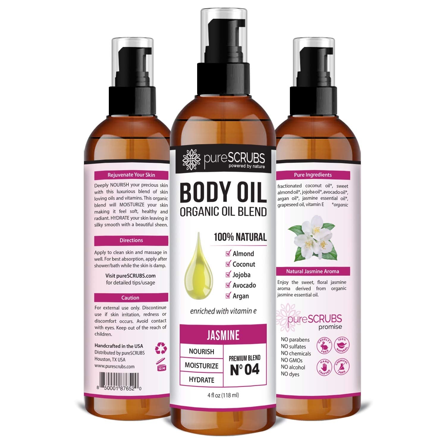 pureSCRUBS Ultra Moisturizing SANDALWOOD BODY OIL Spray For Dry Skin, Massage, Cuticles & More, Organic Blend of Jojoba, Argan, Coconut, Sweet Almond & Avocado Oils Enriched with Vitamin E - Lg 4oz