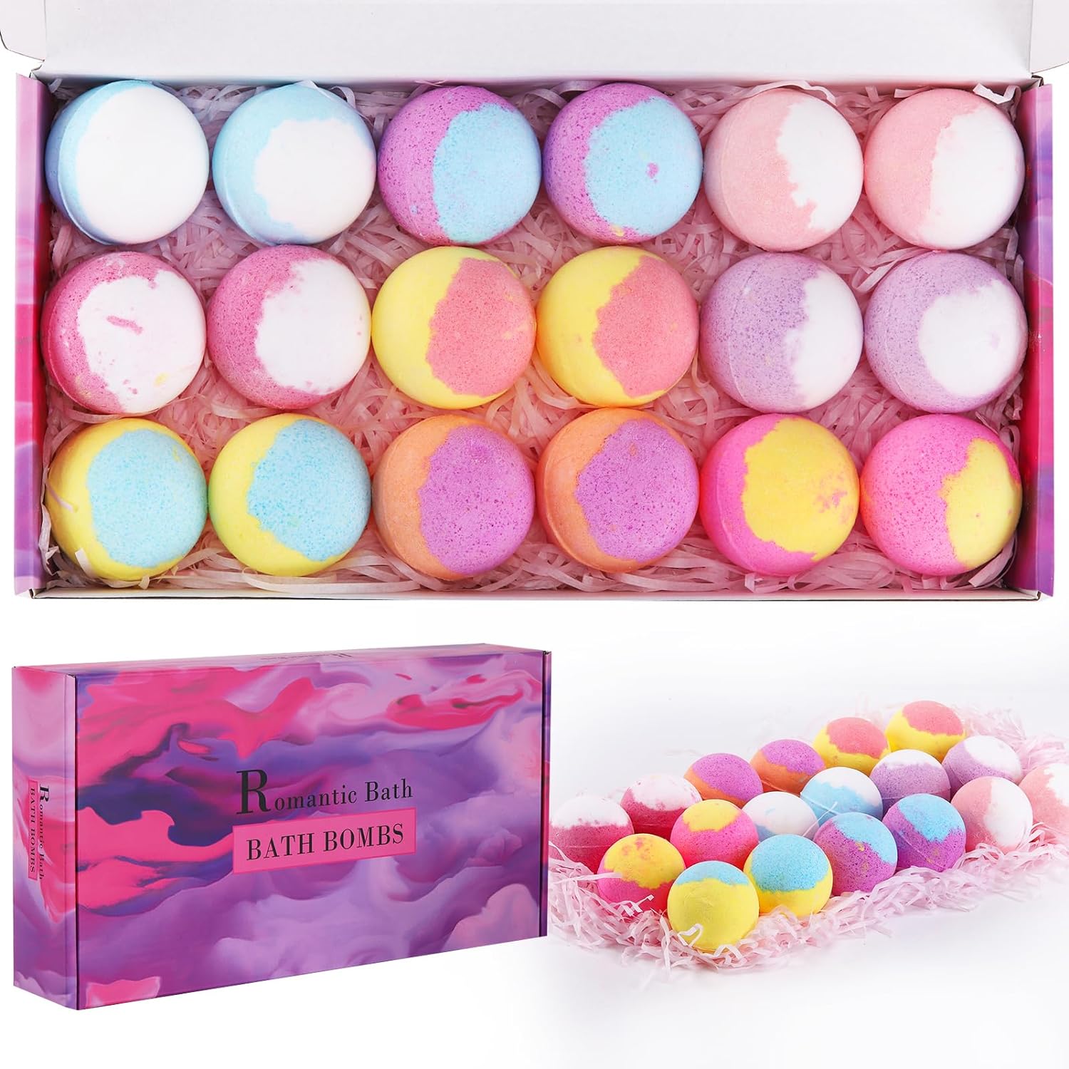 9-Pack Organic Bath Bombs: A Romantic Bath Time Gift with Natural Essential Oils for Women, Men, and Kids - Ideal for Stocking Stuffers and Christmas Gifts