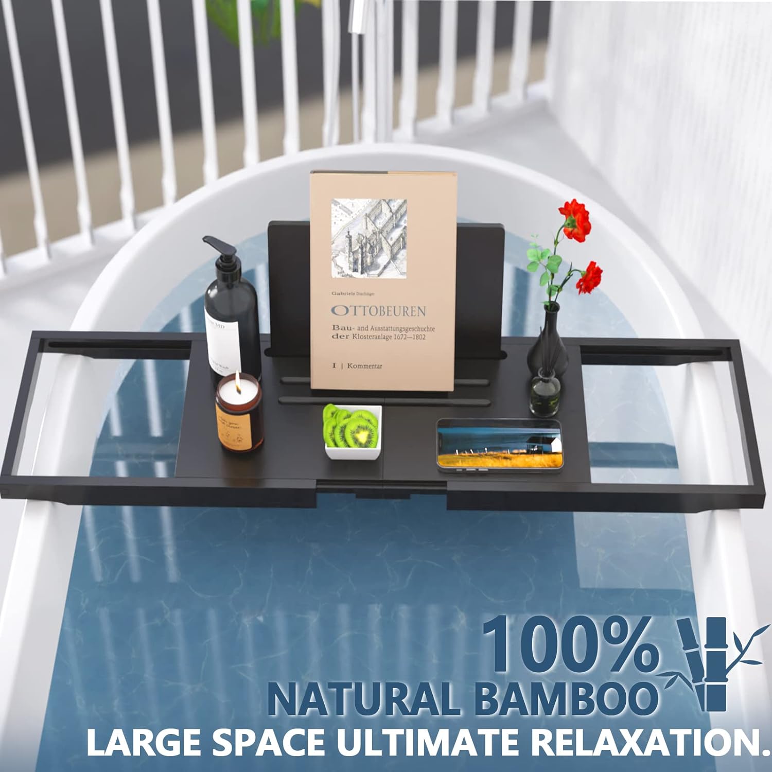 Luxury Bathtub Tray Caddy - Expandable Bath Tray - Unique House Warming Gifts, New Home, Anniversary & Wedding Gifts for Couple, Bridal Shower Gift for Women