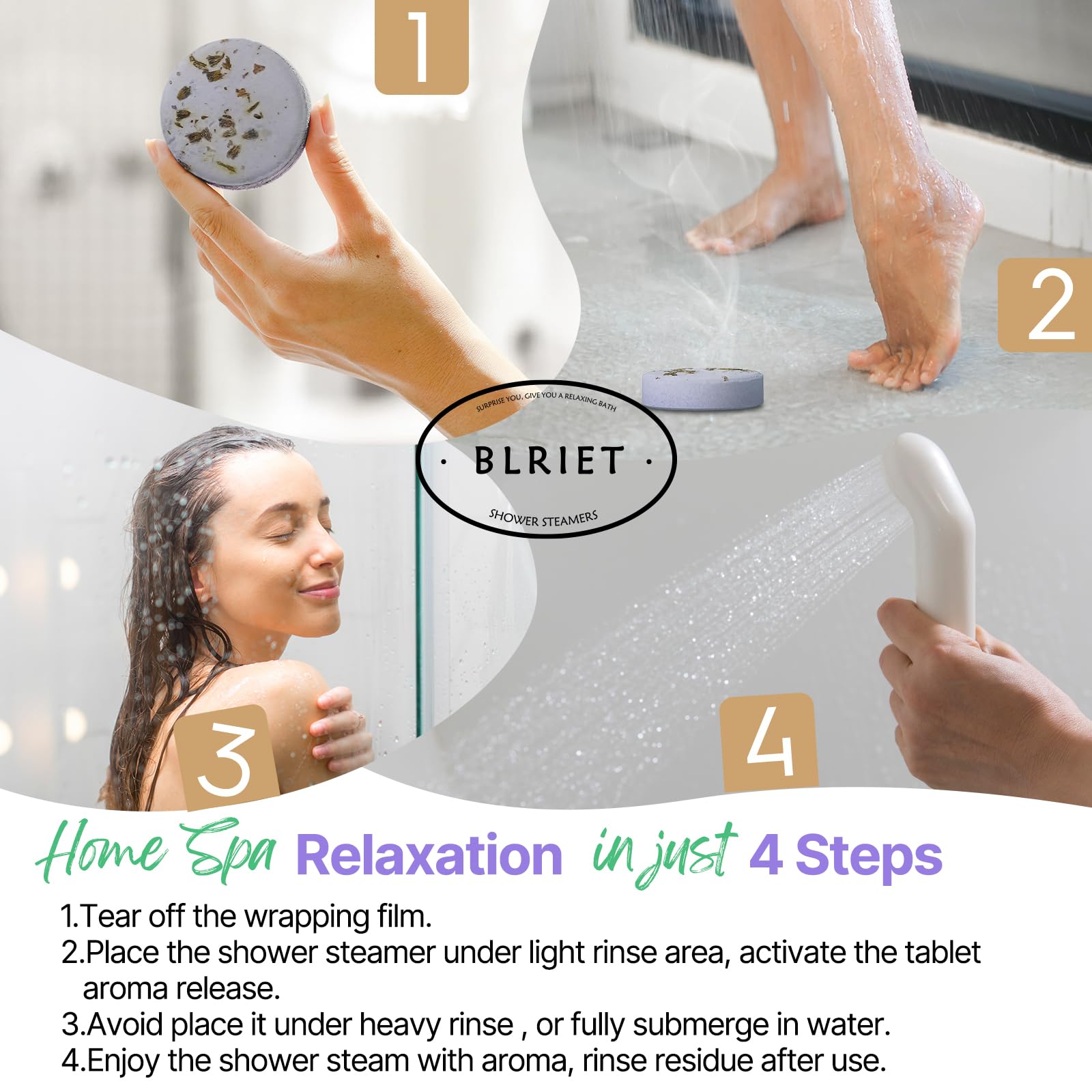 Shower Steamers Aromatherapy BLRIET 8 Pack Gifts for Women, Birthday Christmas White Elephant Gifts Stocking Stuffers for Adults Her Mom Him Home Spa Gym Natural Essential Oil Self Care Relaxation