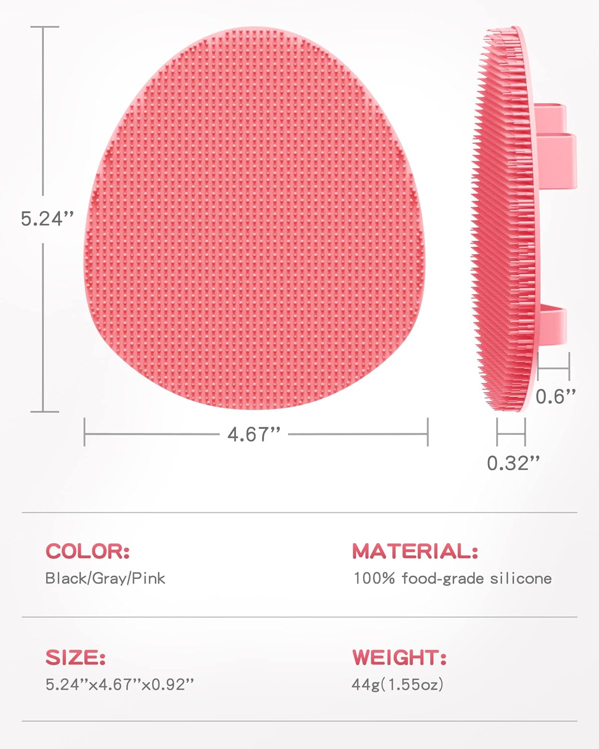 Manmihealth Silicone Back Scrubber(Thick Bristles) & Soft Bath Glove Set, Super-Exfoliating Body Scrubber & Super-Lathering Shower Brush Combination, with a Free Hook.(Black)