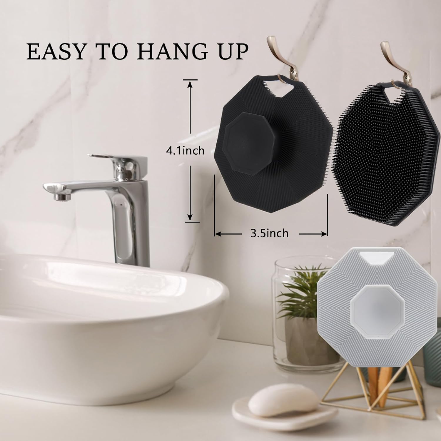 2Pack Silicone Body Scrubber, Qewro Body Buffer Exfoliating Brush with Silicone Loofah, Scalp Exfoliator Hair Shampoo Skin Cleaning Brush, Bath & Body Brushes for Men Women use in Shower (2Pack)