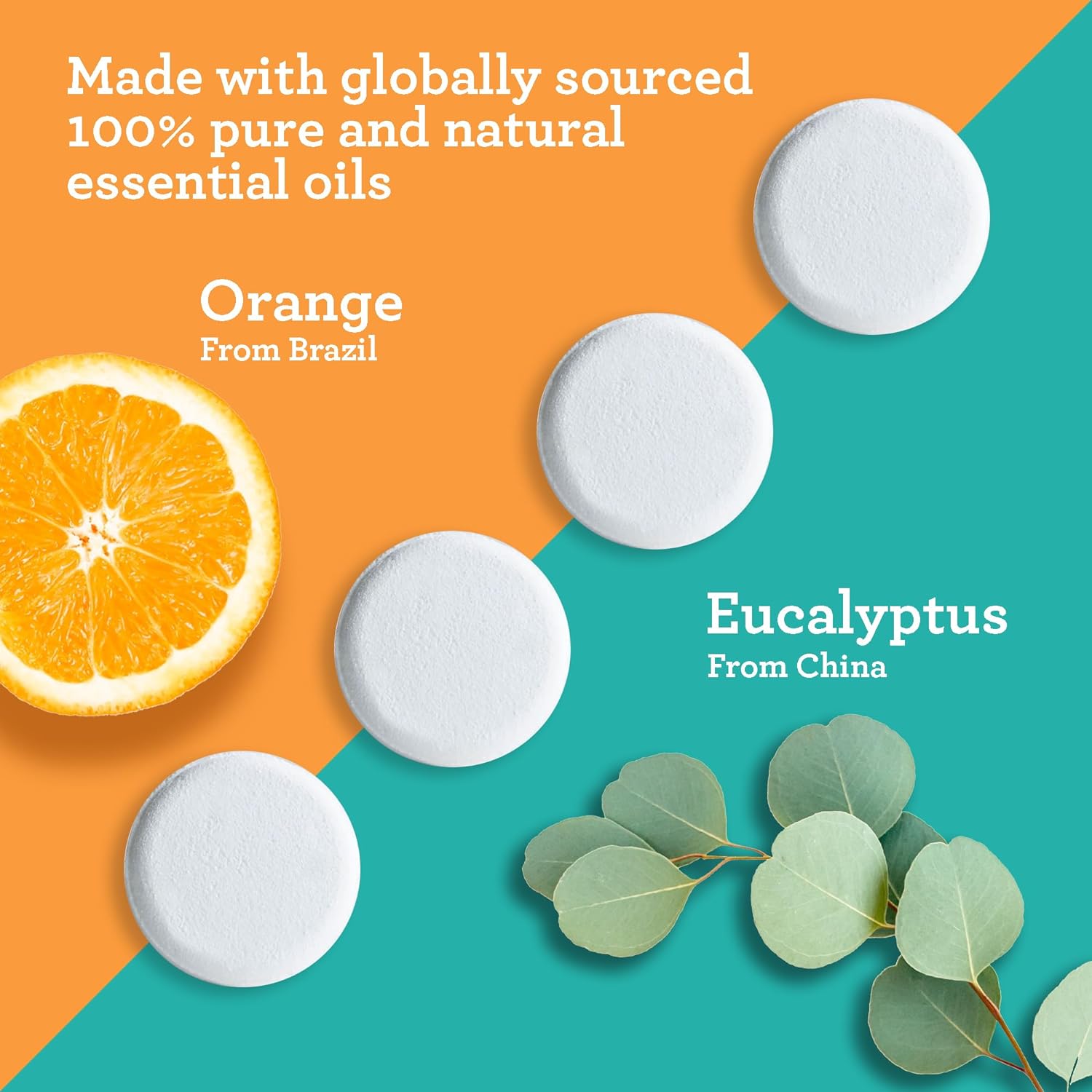 GuruNanda Breathe Shower Steamer Tablets (Pack of 10) - 100% Natural Eucalyptus Essential Oil helps with Congestion and Basil Supports Stress Relief & Mental Clarity - Perfect for Home Spa & Self Care