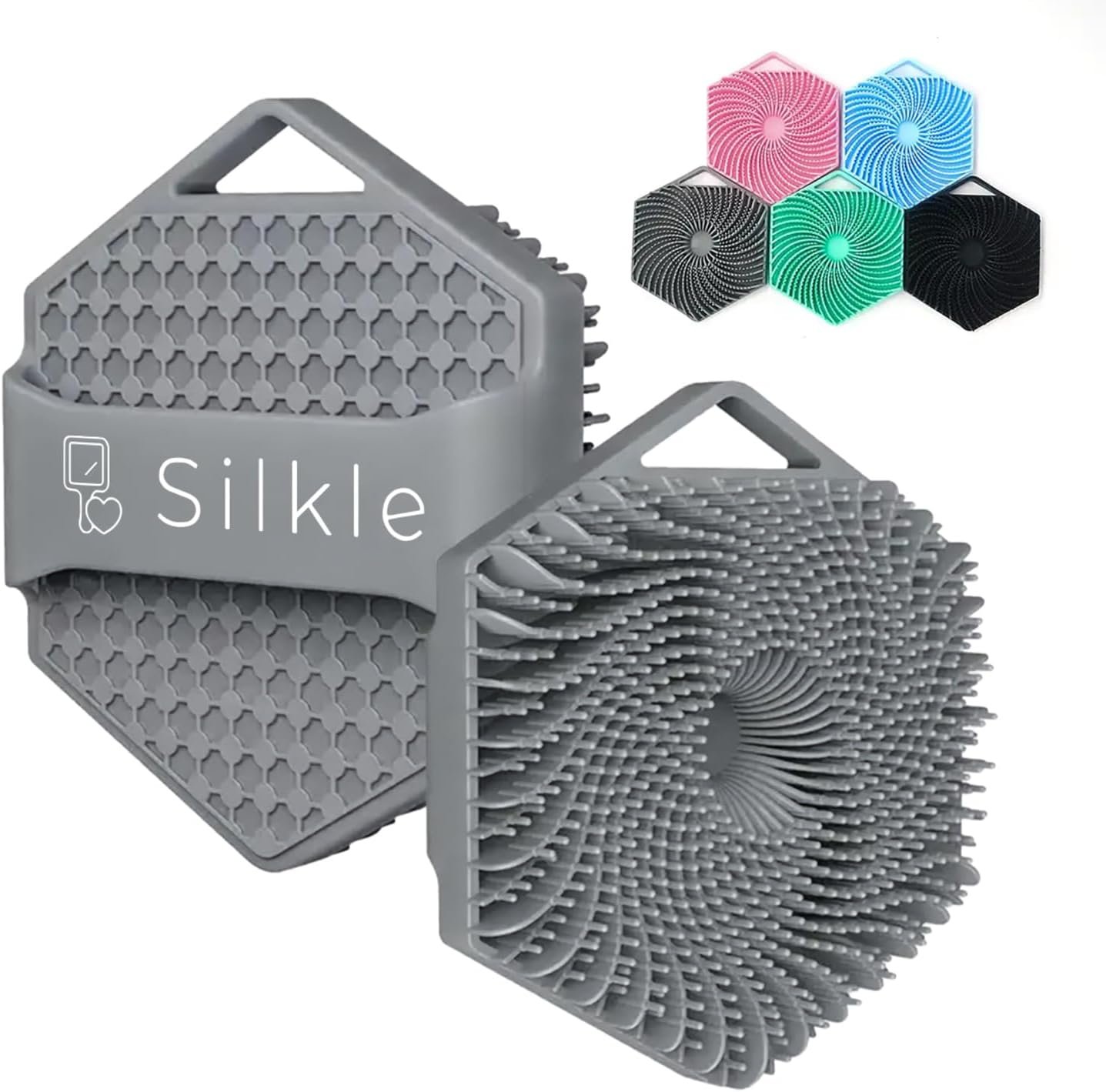 SILKLE Silicone Body Scrubber - Exfoliating Bath Brush and Skin Cleanser - Shower Sponge for Gentle Body Scrub and Wash - Silicone Scrubbing Care Tool for a Refreshed and Renewed You - Pink