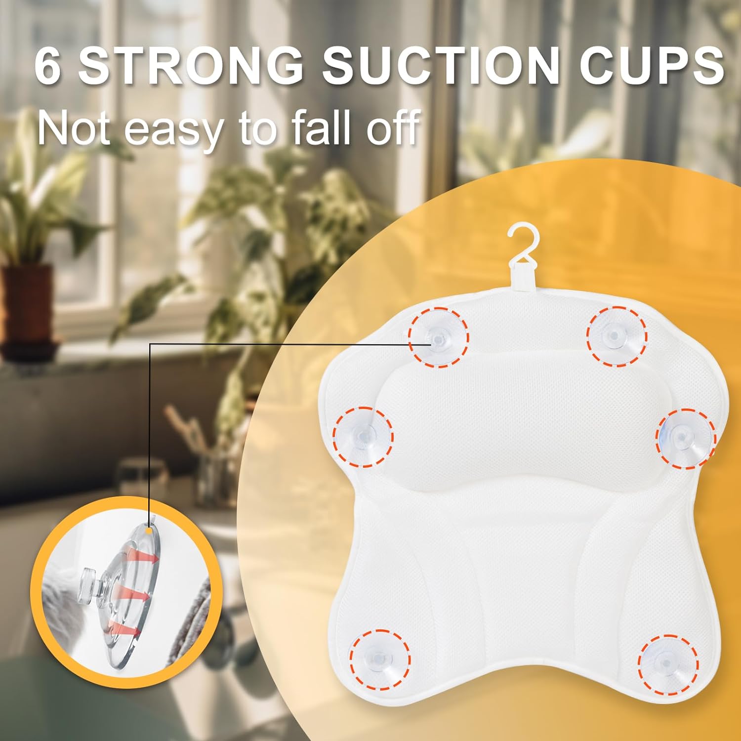 Olaemuo Bath Pillow Ergonomic Bathtub Pillow, Bath Bathtub Pillows for Tub for Head and Neck Mesh Bath Tub Pillow Headrest Luxury Bath Tub Shower Pillow for Bubble Bath with 6 Suction Cups-Light Green