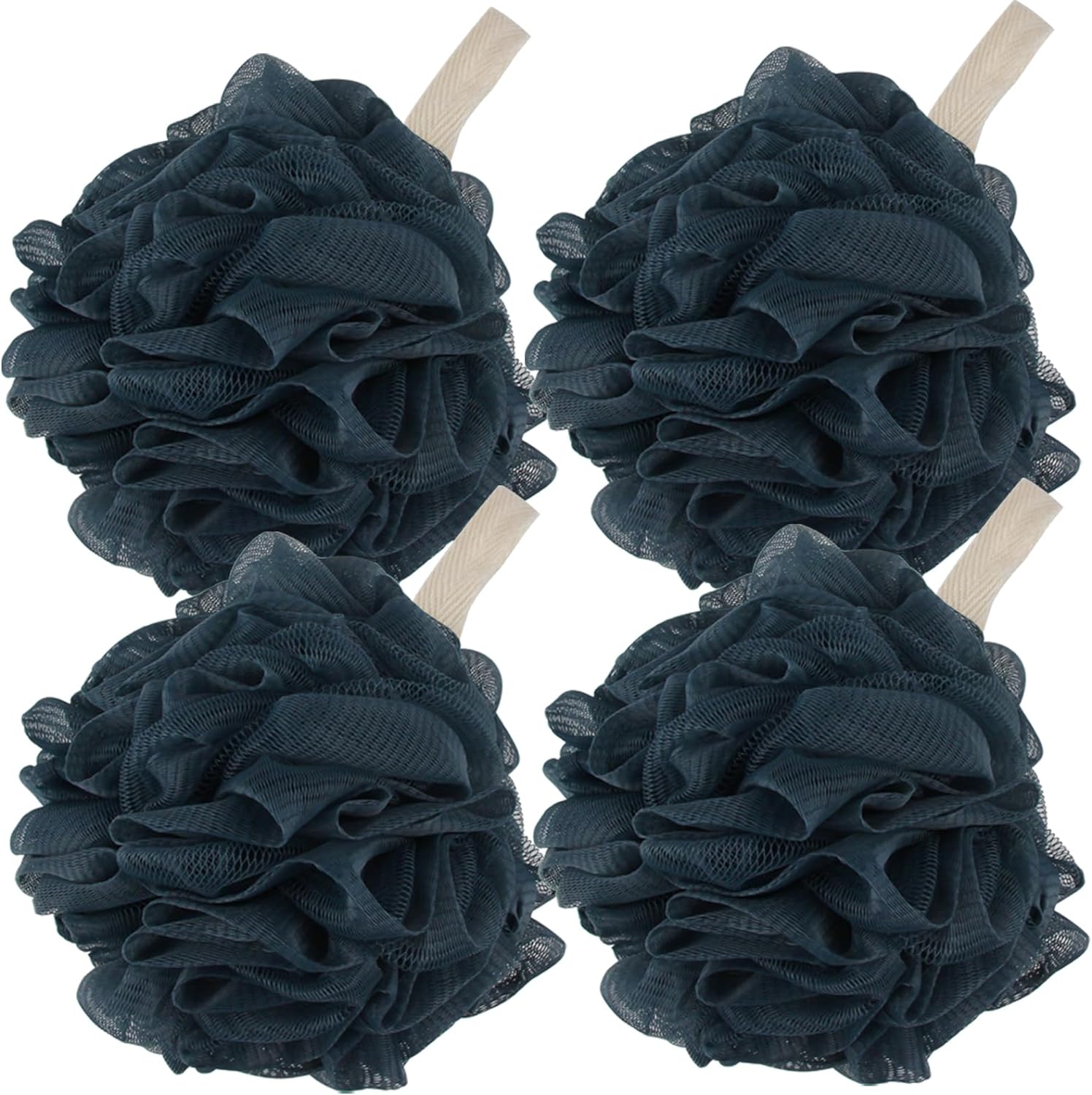 Fu Store Loofah Sponge Shower Loofahs 50g Bath Sponges Mesh Balls 4 Colors for Body Wash Back Scrubber Bathroom Men Women - 4 Pack Scrubber Cleaning Bathing Accessories