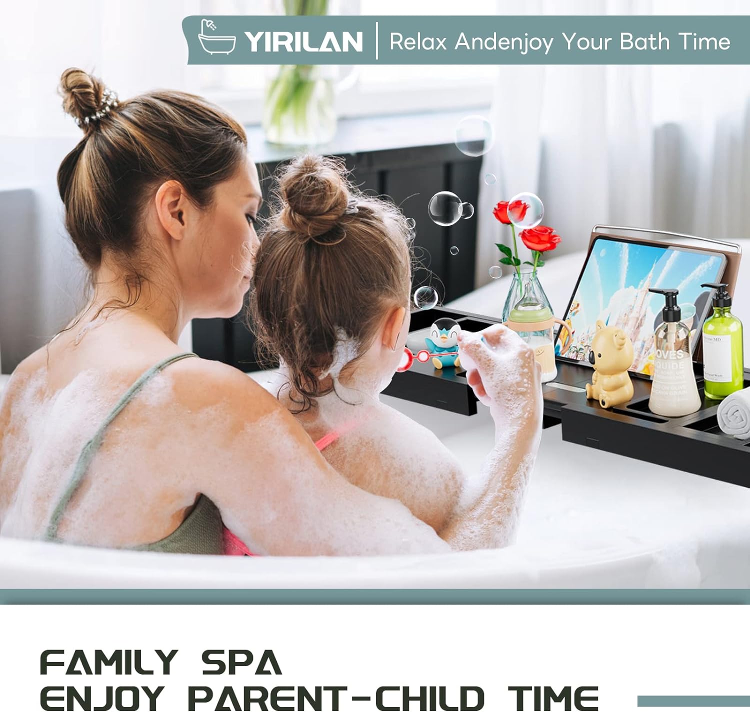 Luxury Bathtub Tray Caddy - Expandable Bath Tray - Unique House Warming Gifts, New Home, Anniversary & Wedding Gifts for Couple, Bridal Shower Gift for Women