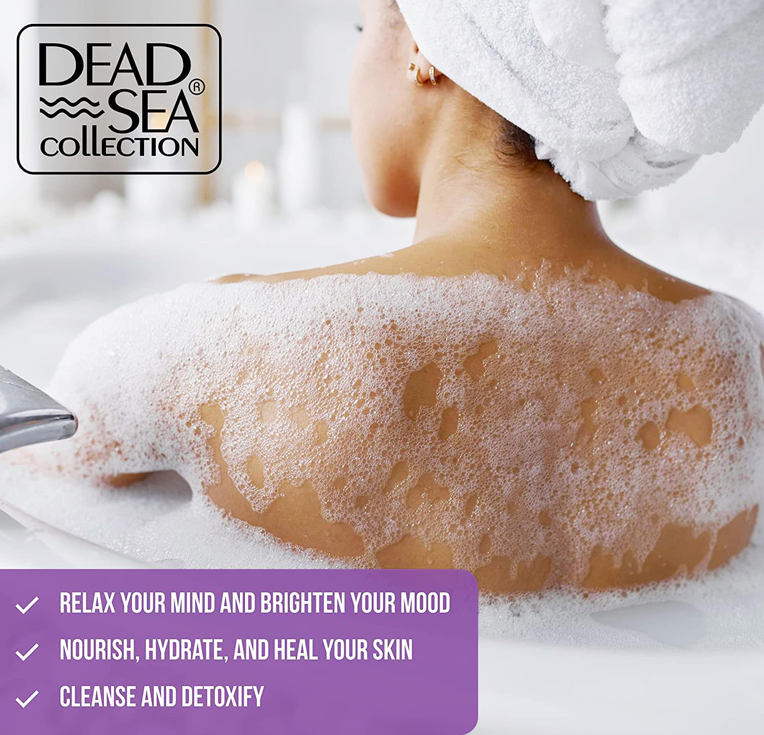 Dead Sea Collection Bubble Bath for Women and Men - with Coconut Oil and Natural Minerals - Nourishing and Moisturizing Skin - Pack of 2 (67.6 fl.oz)