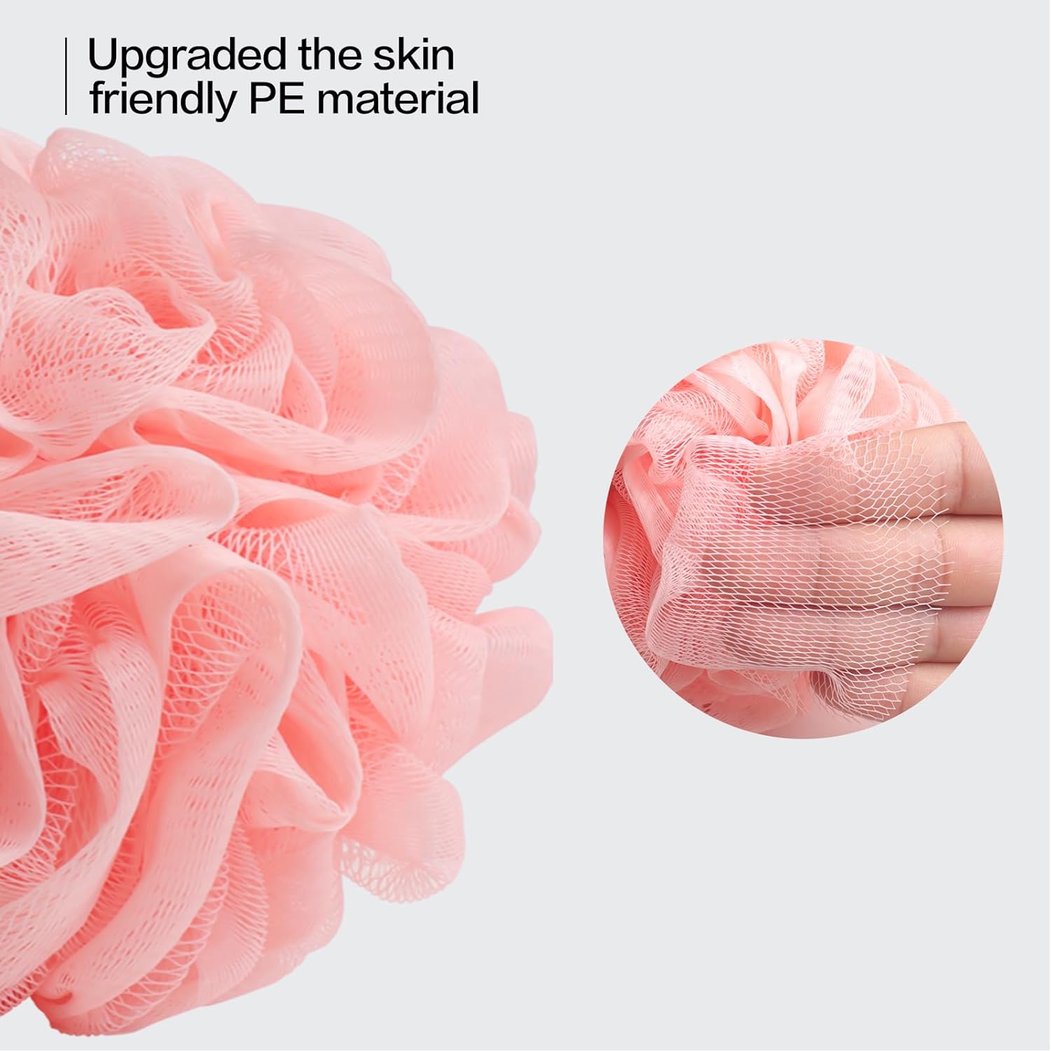 Fishent Bath Loofah Sponge, 3 Pack loofahs Exfoliating Body Scrubber, 60g Soft Mesh Pouf Shower Puffs, Loofa for Women (Pink-Peach-Coral)