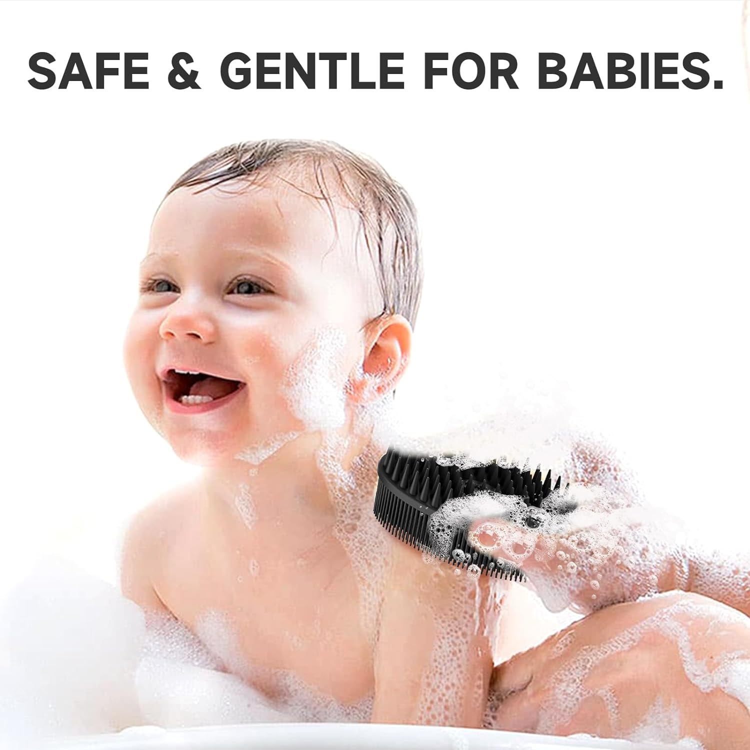 Metene Silicone Body Scrubber, Exfoliating Body Scrubber for Use in Shower,Lathers Well, Long Lasting, Soft Body Scrubber for Shower and Bath Skincare Routine(Black with Loop)