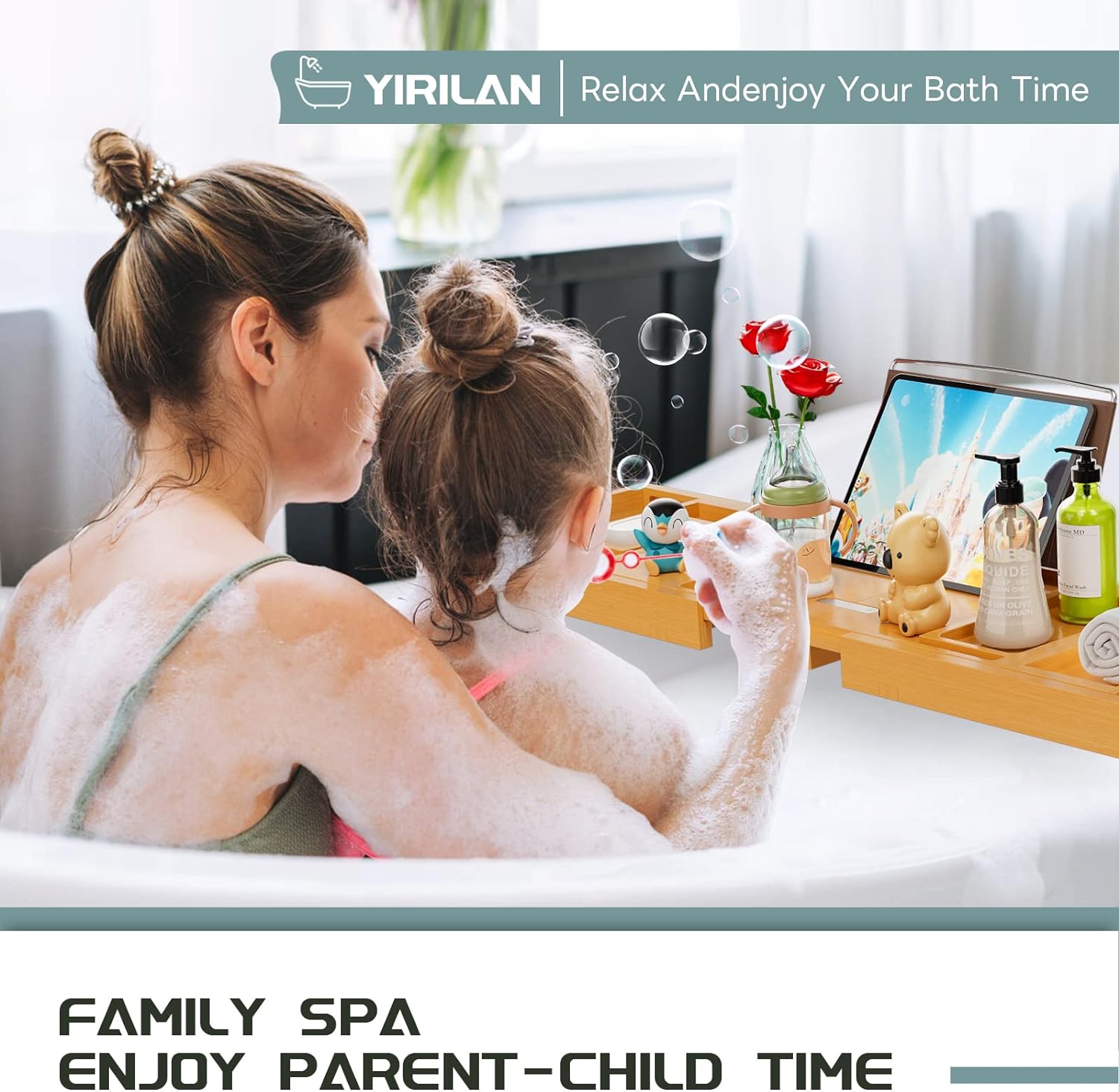 Luxury Bathtub Tray Caddy - Expandable Bath Tray - Unique House Warming Gifts, New Home, Anniversary & Wedding Gifts for Couple, Bridal Shower Gift for Women