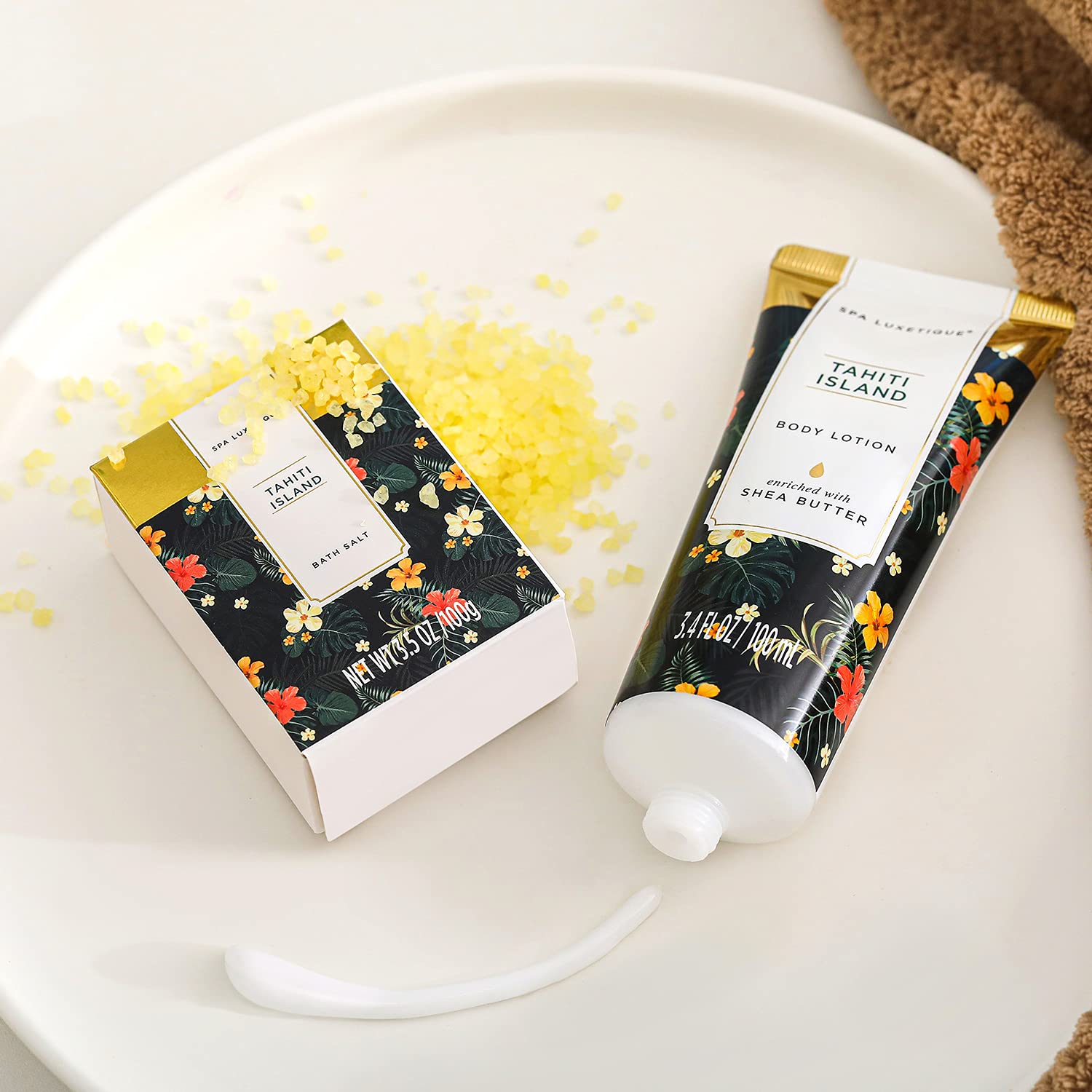 Spa Luxetique Spa Gift Baskets for Women - 8pcs Yellow Gifts for Women, Womens Gifts Includes Body Lotion, Bubble Bath, Bath Sets for Women Gift, Valentines Day Gifts for Her