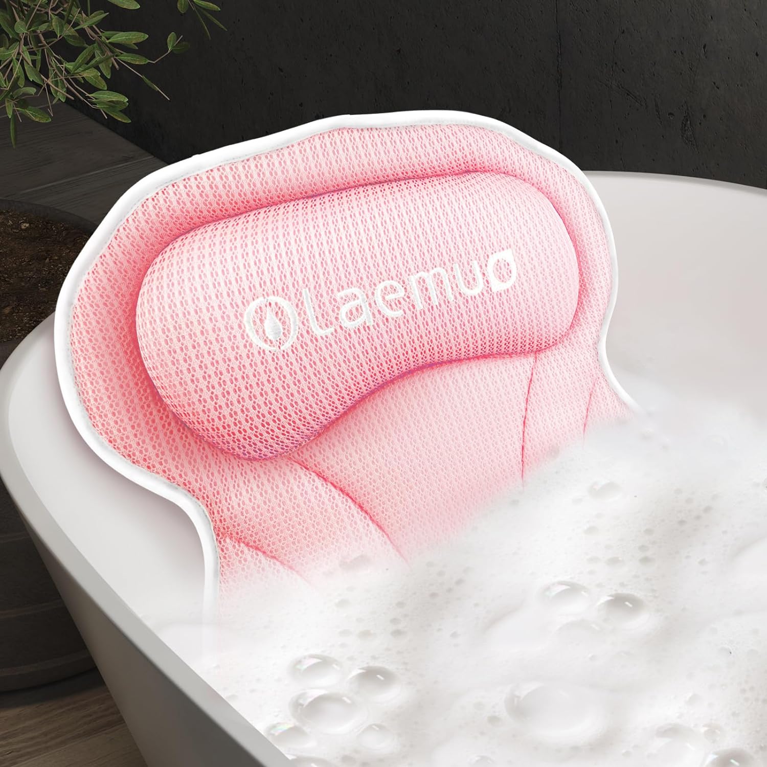 Olaemuo Bath Pillow Ergonomic Bathtub Pillow, Bath Bathtub Pillows for Tub for Head and Neck Mesh Bath Tub Pillow Headrest Luxury Bath Tub Shower Pillow for Bubble Bath with 6 Suction Cups-Light Green
