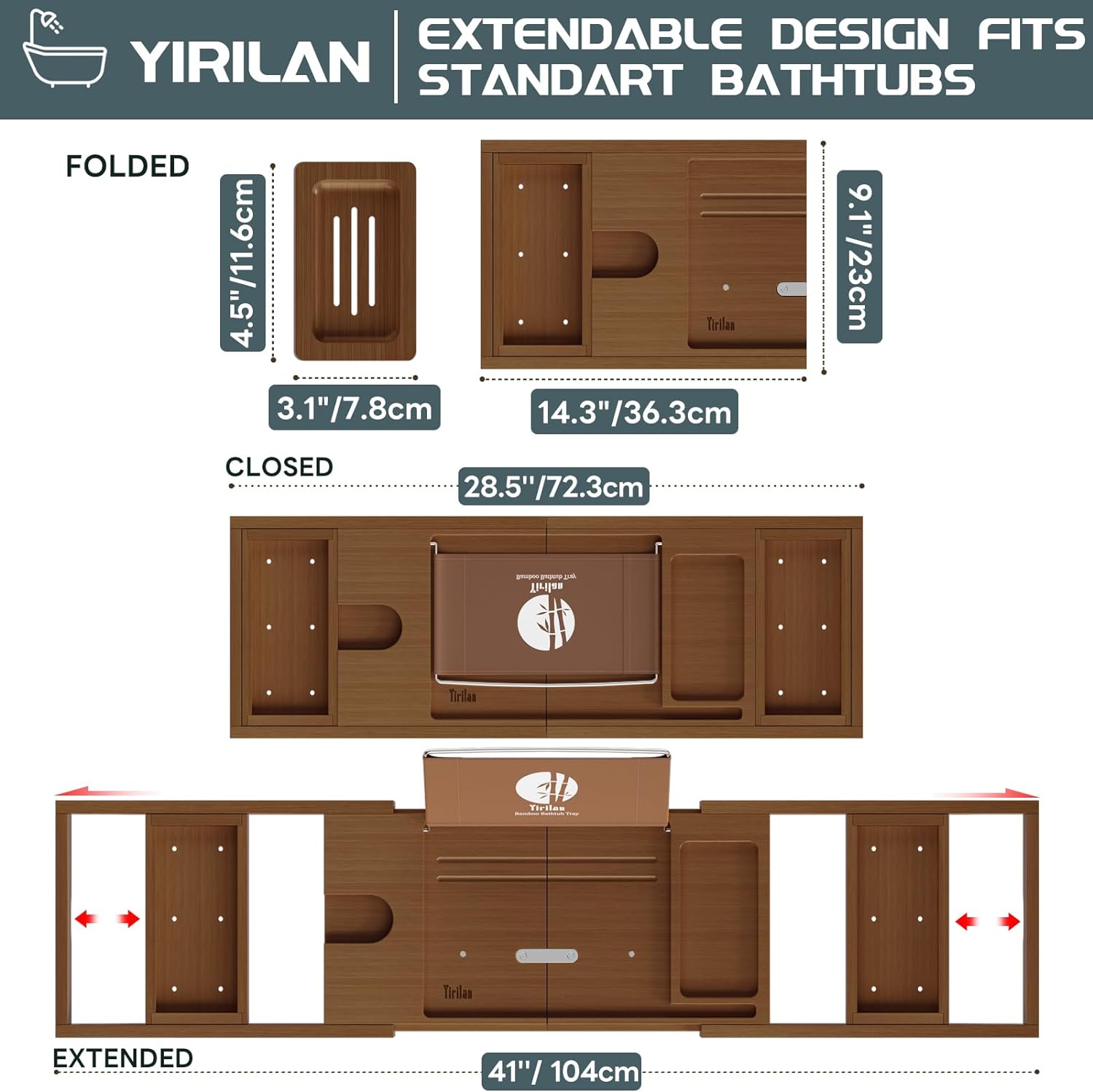 Luxury Bathtub Tray Caddy - Expandable Bath Tray - Unique House Warming Gifts, New Home, Anniversary & Wedding Gifts for Couple, Bridal Shower Gift for Women