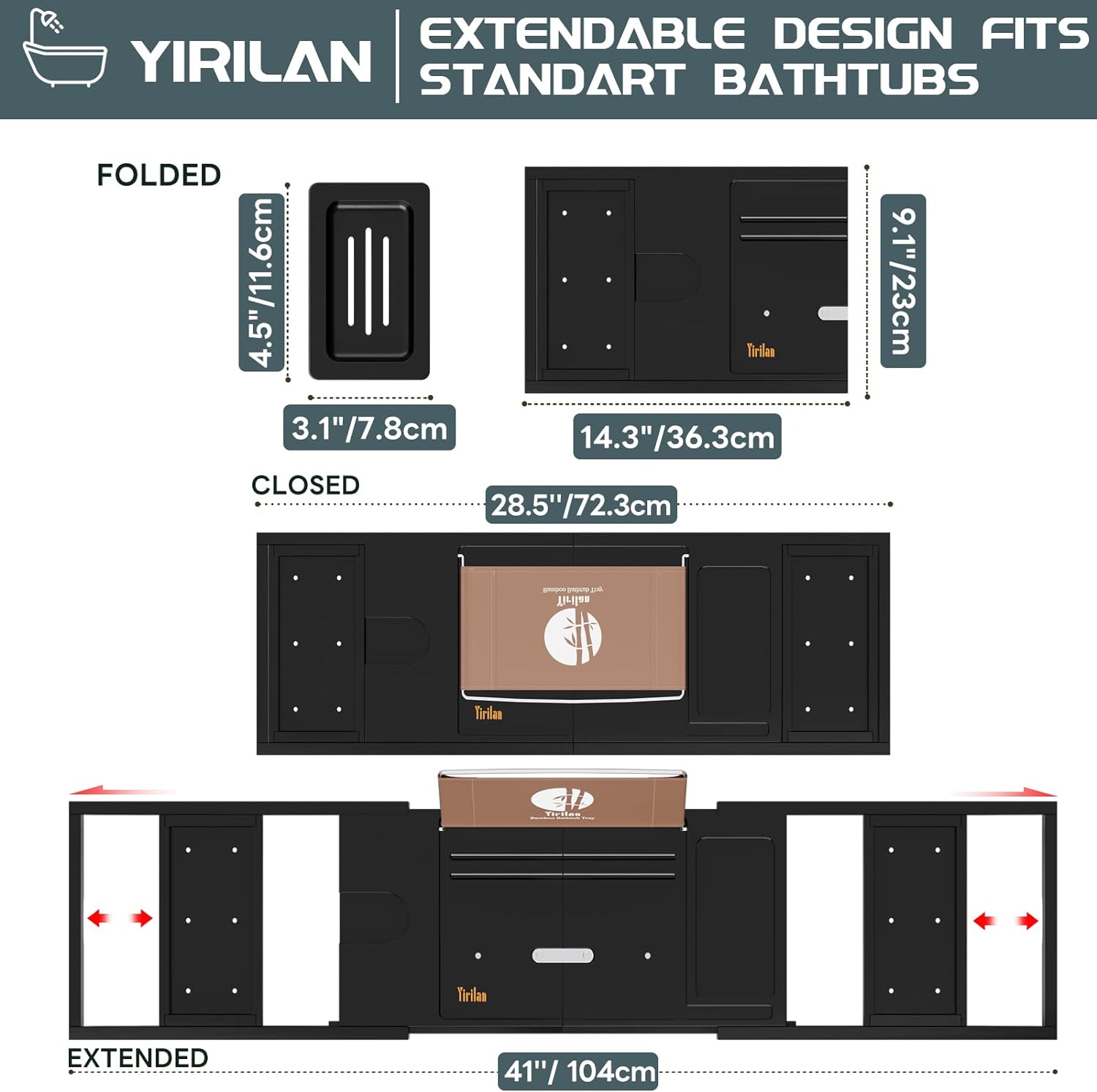 Luxury Bathtub Tray Caddy - Expandable Bath Tray - Unique House Warming Gifts, New Home, Anniversary & Wedding Gifts for Couple, Bridal Shower Gift for Women