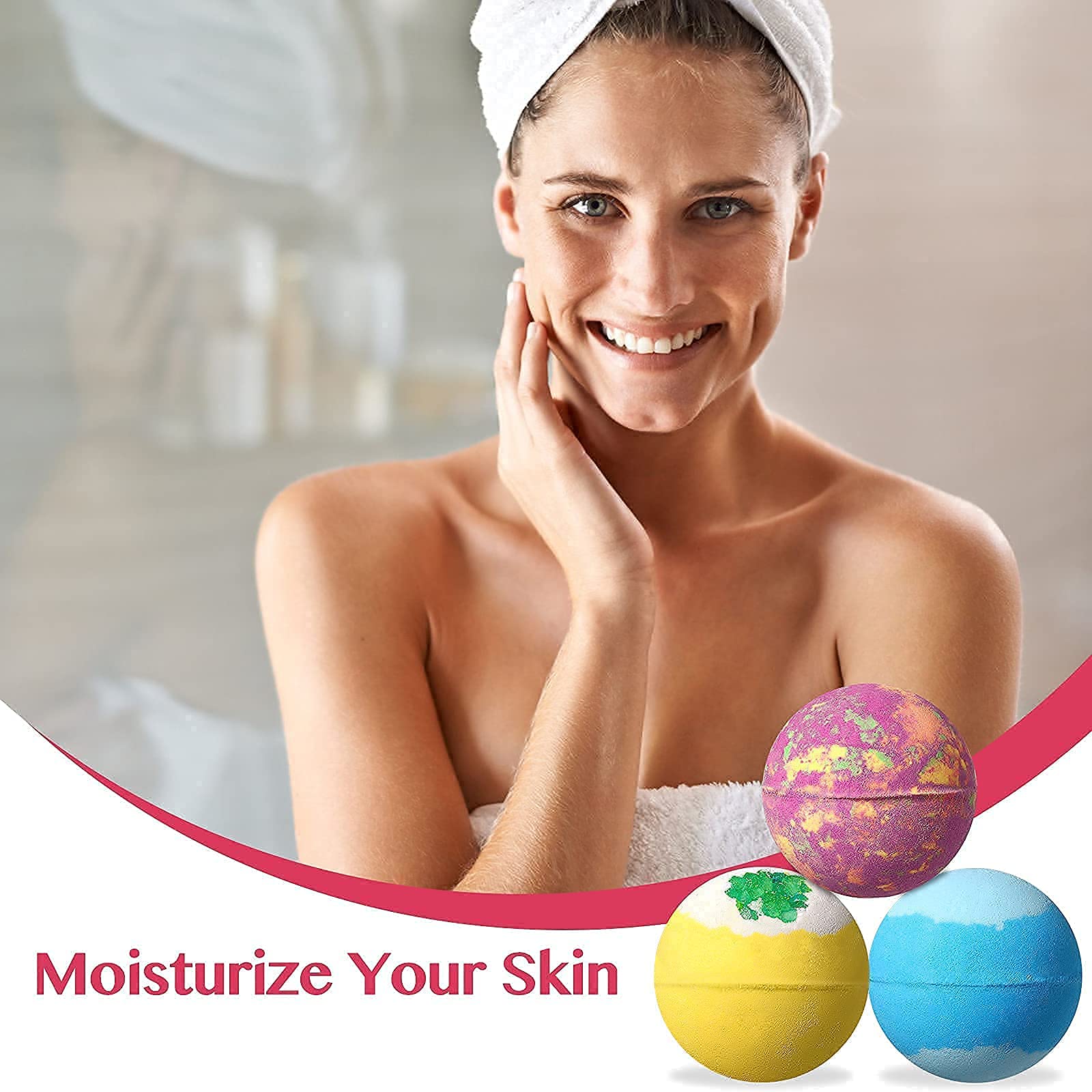 Lagunamoon Bath Bombs Gift Set, 6 Piece XXL Handmade Fizzy Shower Bombs with Essential Oils, Coconut Oil to Moisturize Dry Skin - Relaxing Spa Day for Women, Men, Kids - Birthday, Anniversary