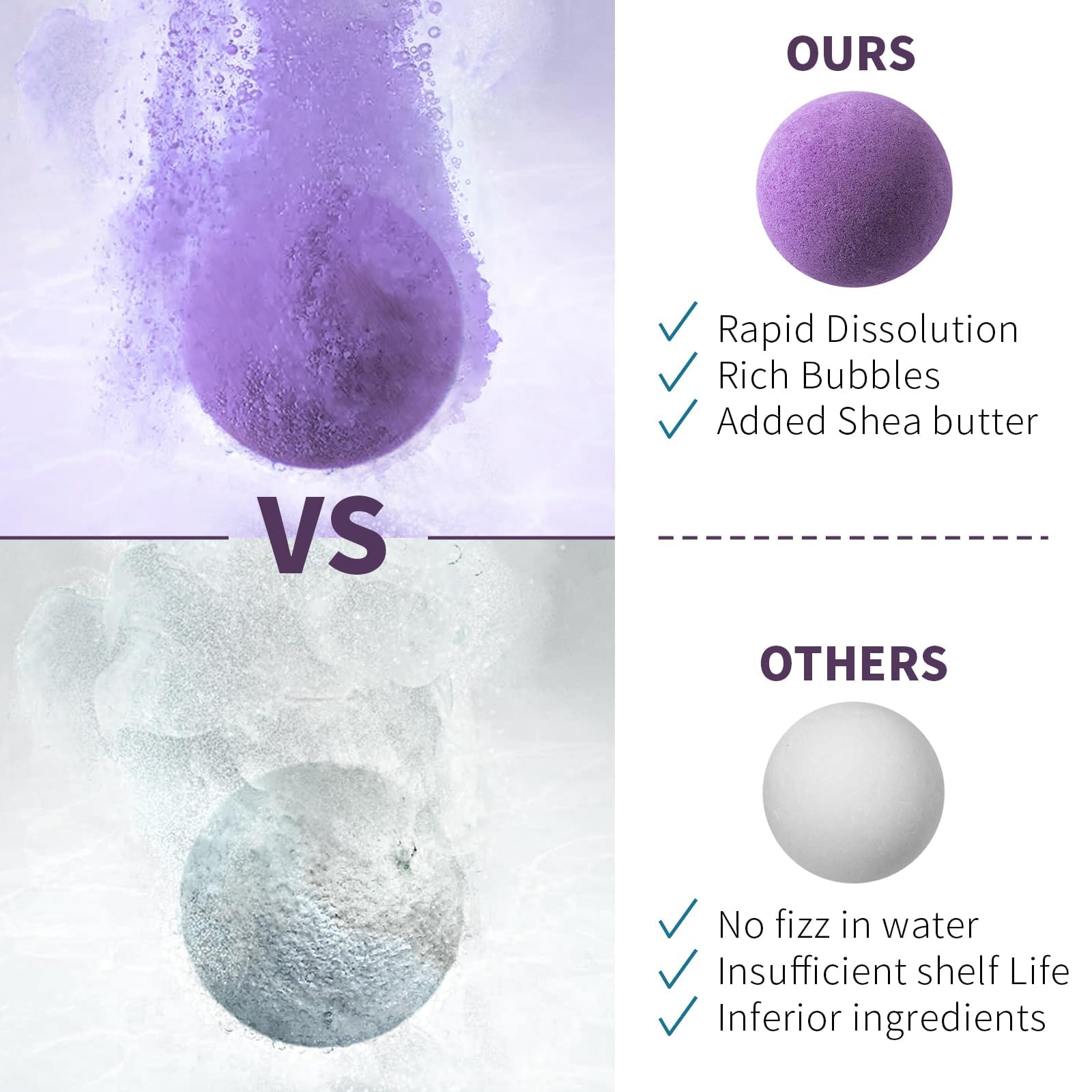 GETT Lavender Bath Bombs 4-pcs, Individually Wrapped Bath Bombs for Men & Women, Luxury Gift Set with Vegan and Essential Oils, Relaxing and Moisturizing Bubble Bath, Organic Bath Essentials for All