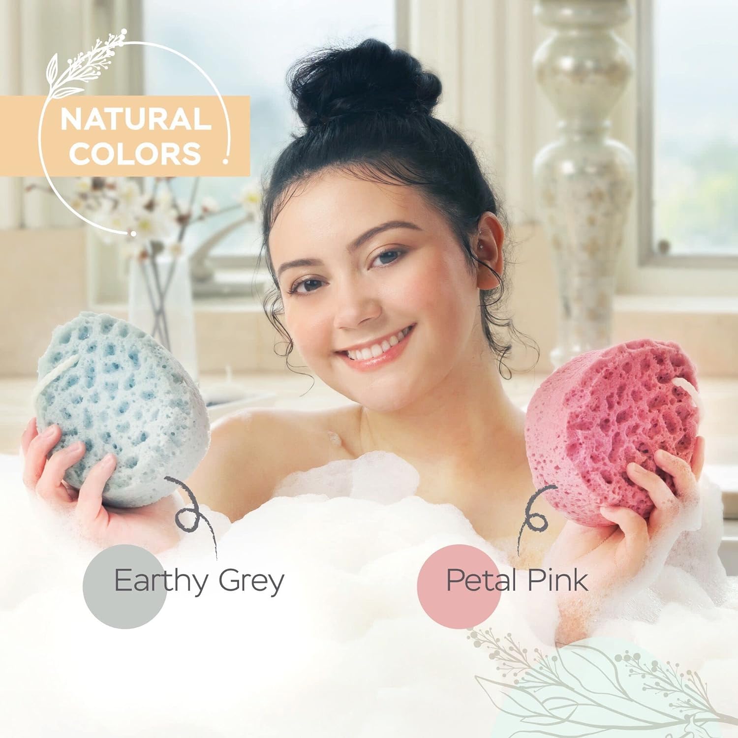 Spongentle Deep Cleansing Body Loofah Sponge, Natural Colors, for Bath and Shower, Multiple Textures for Gentle and Deep Exfoliation, Generous and Rich Lather, (Pack of 3)