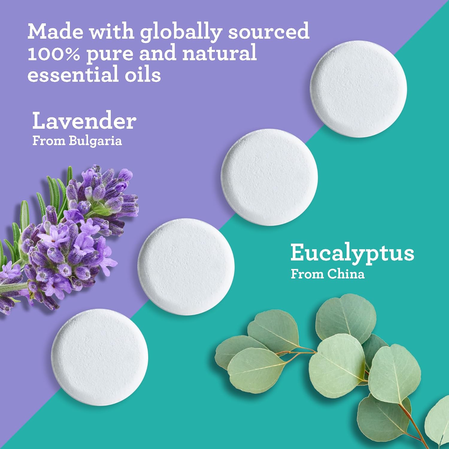 GuruNanda Breathe Shower Steamer Tablets (Pack of 10) - 100% Natural Eucalyptus Essential Oil helps with Congestion and Basil Supports Stress Relief & Mental Clarity - Perfect for Home Spa & Self Care